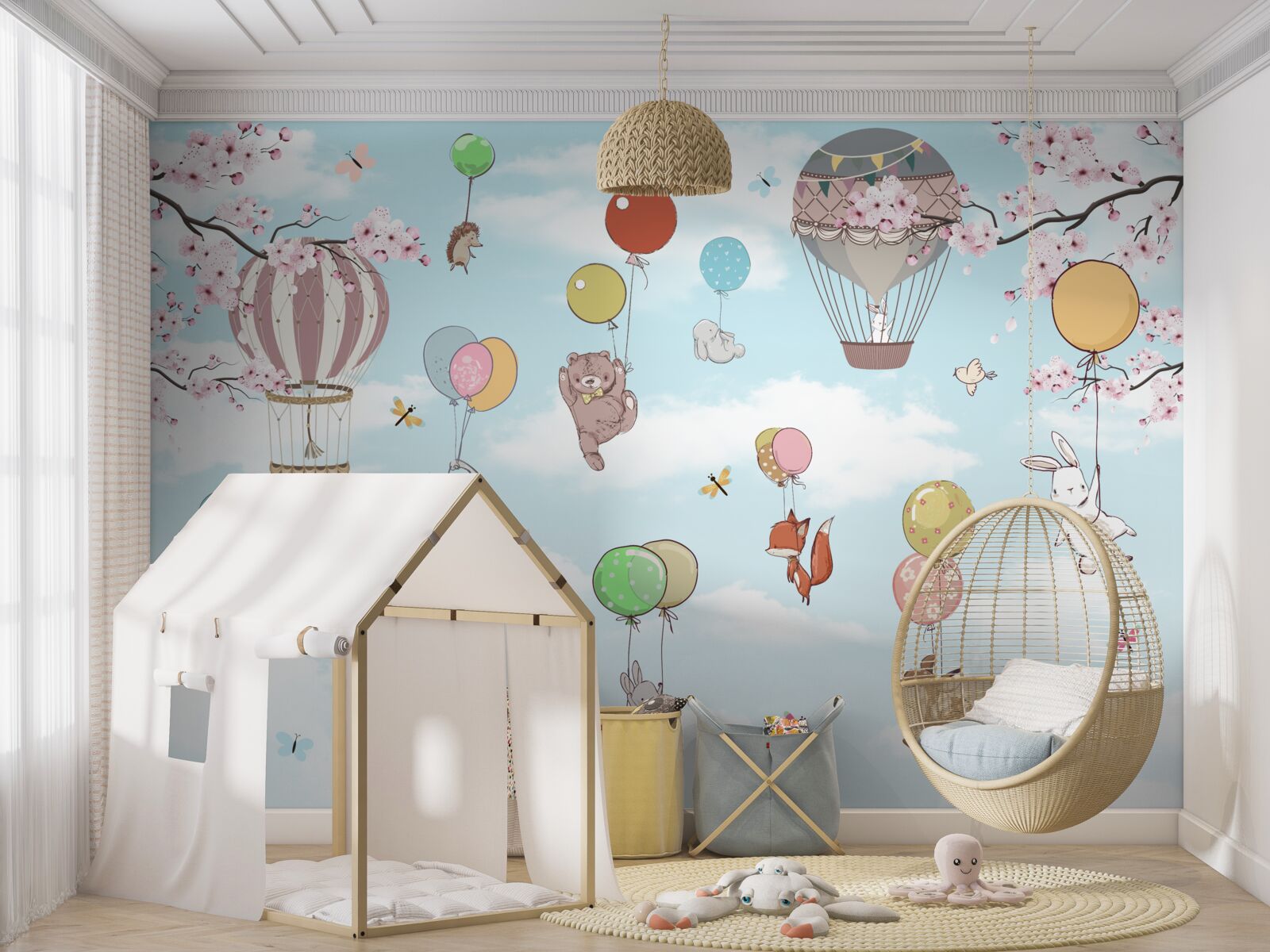 Fototapeta podróżuj balonami na ogrzane powietrze z wizerunkami zwierząt