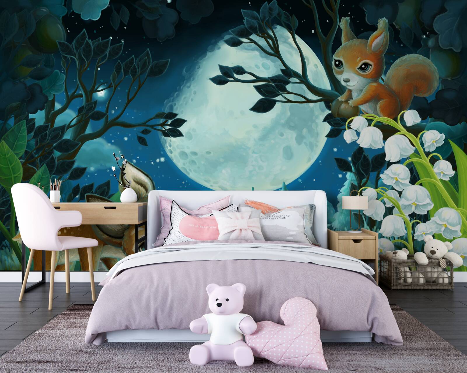 Fototapeta jeleń życzy wiewiórce dobrej nocy