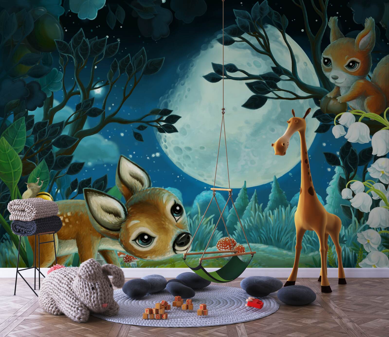 Fototapeta jeleń życzy wiewiórce dobrej nocy