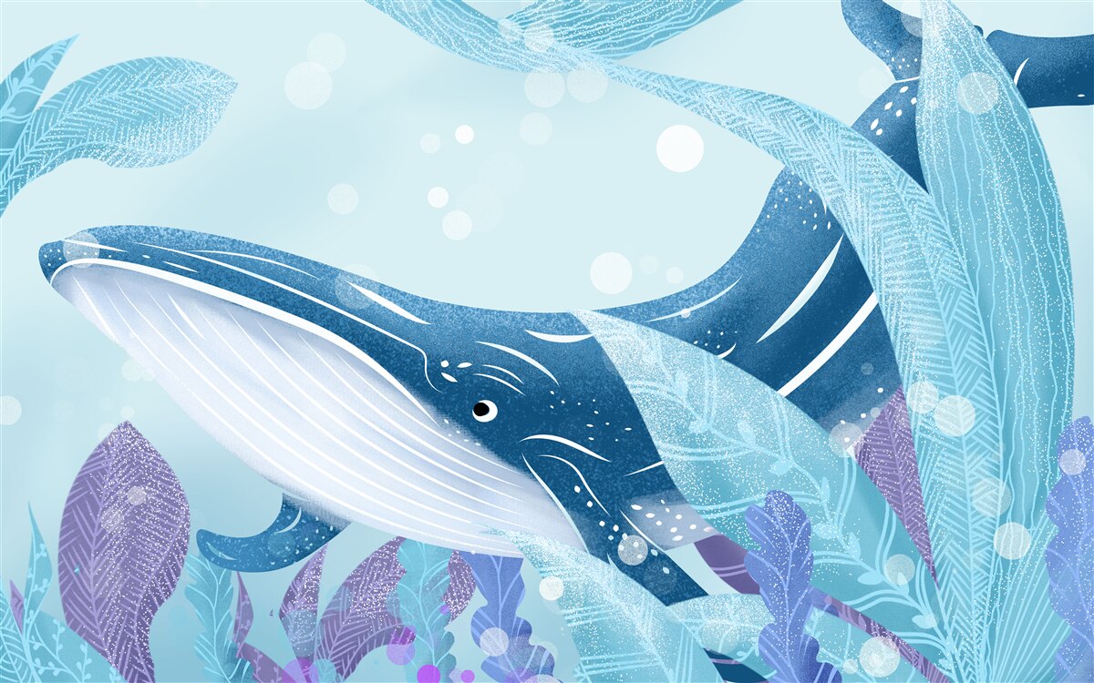 Fototapeta w liściach kryje się ogromny kaszalot