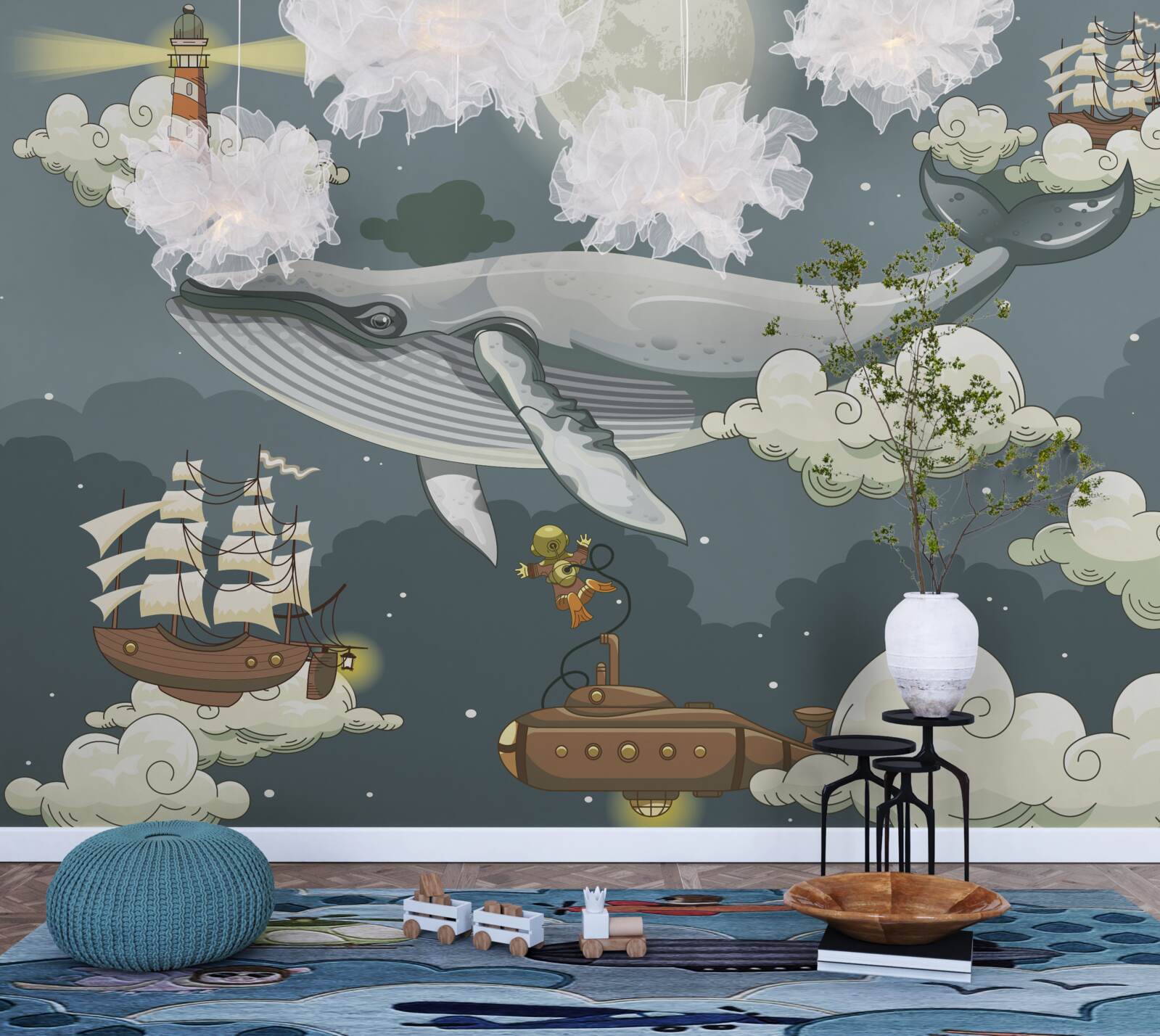 Fototapeta podwodni turyści i wieloryb