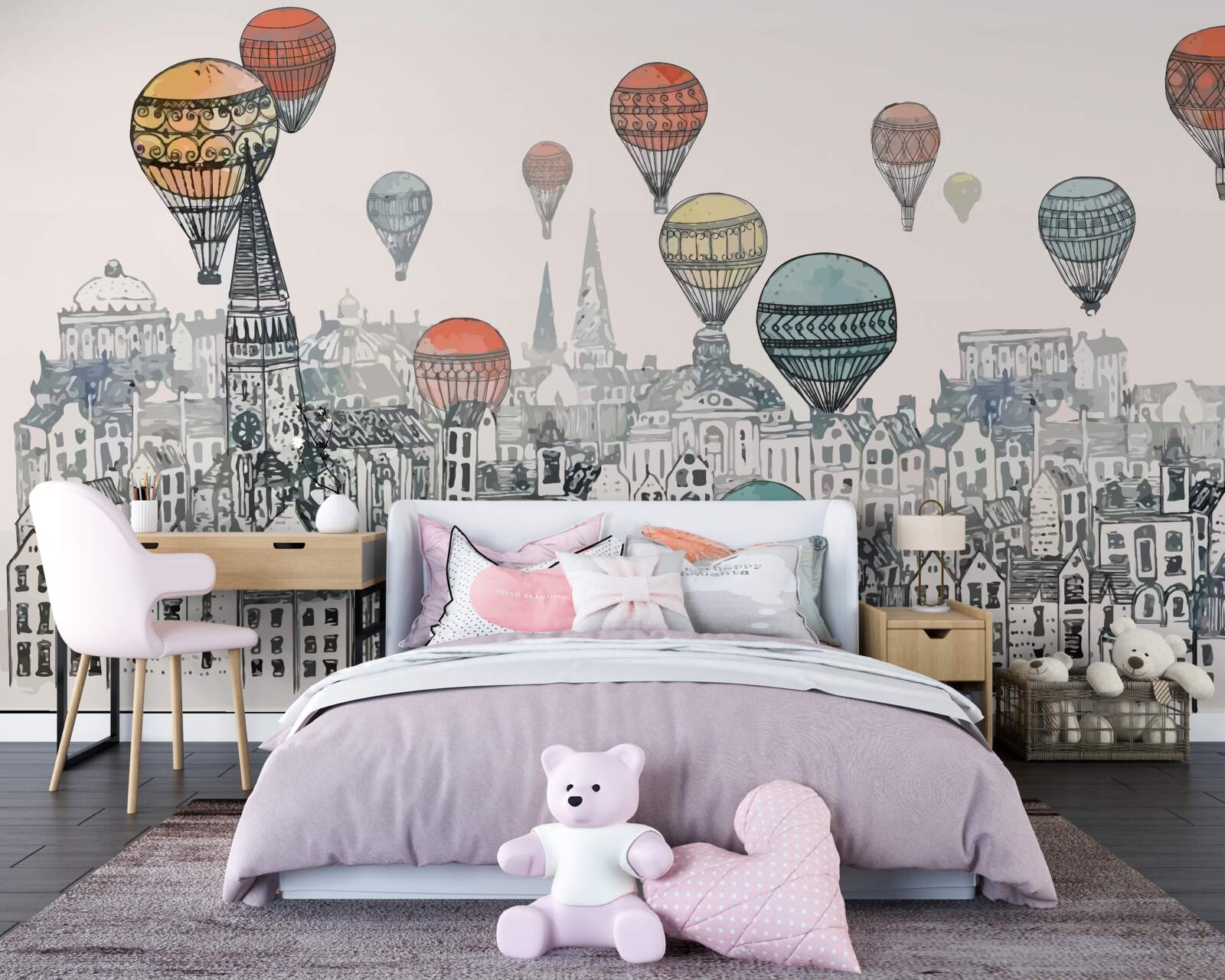 Fototapeta balony unoszą się nad miastem