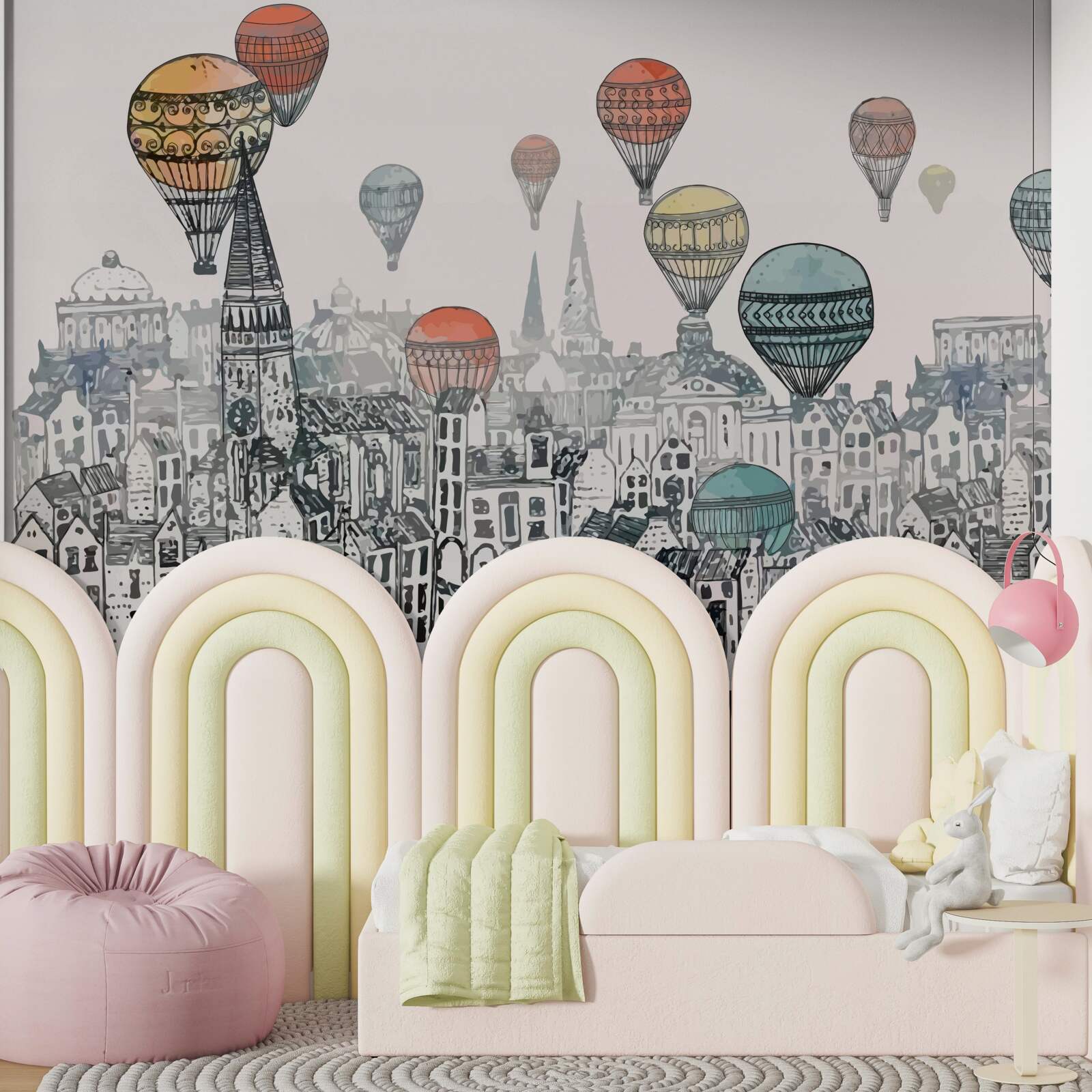 Fototapeta balony unoszą się nad miastem