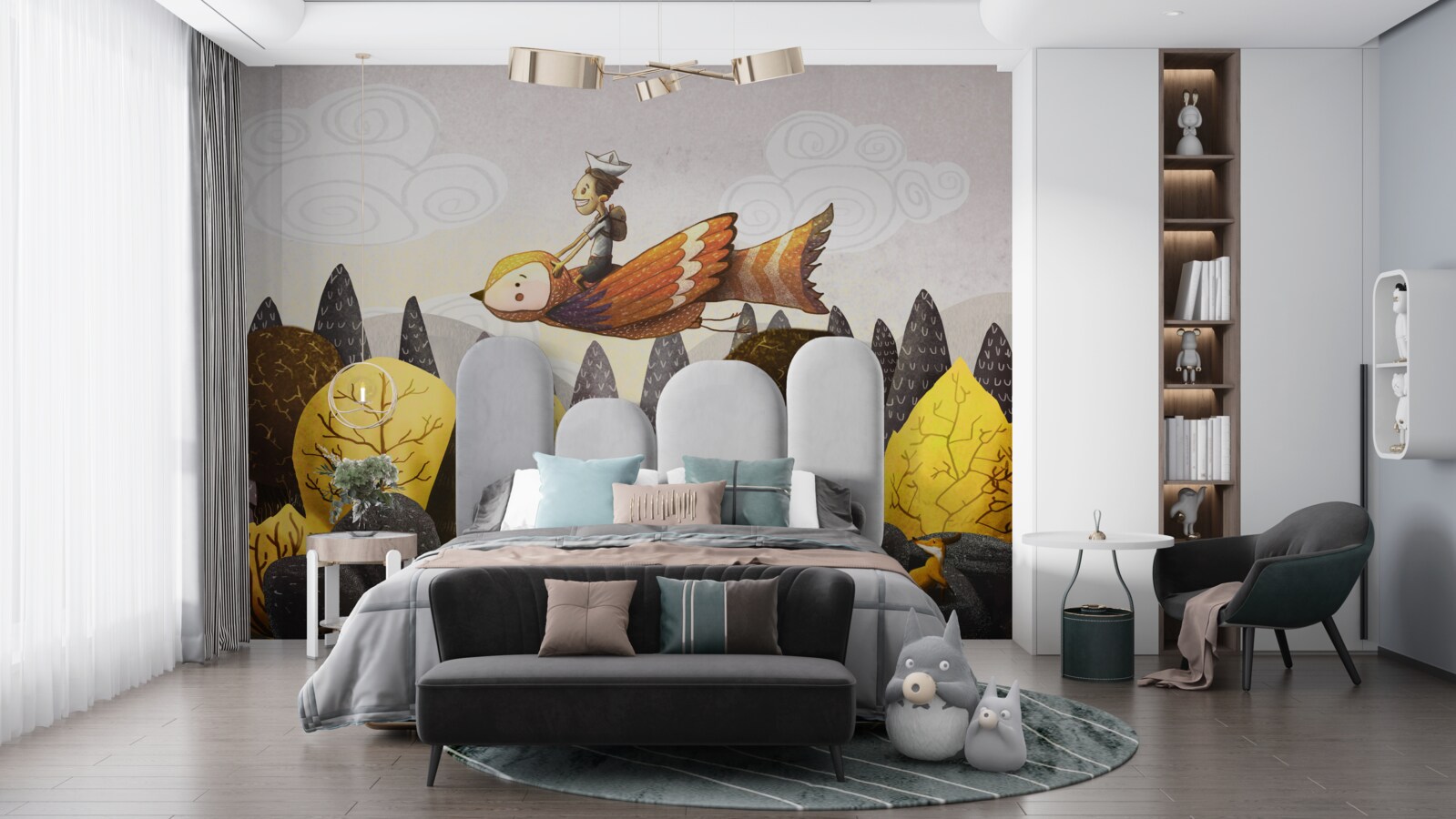 Fototapeta młody mężczyzna jedzie na ptaku