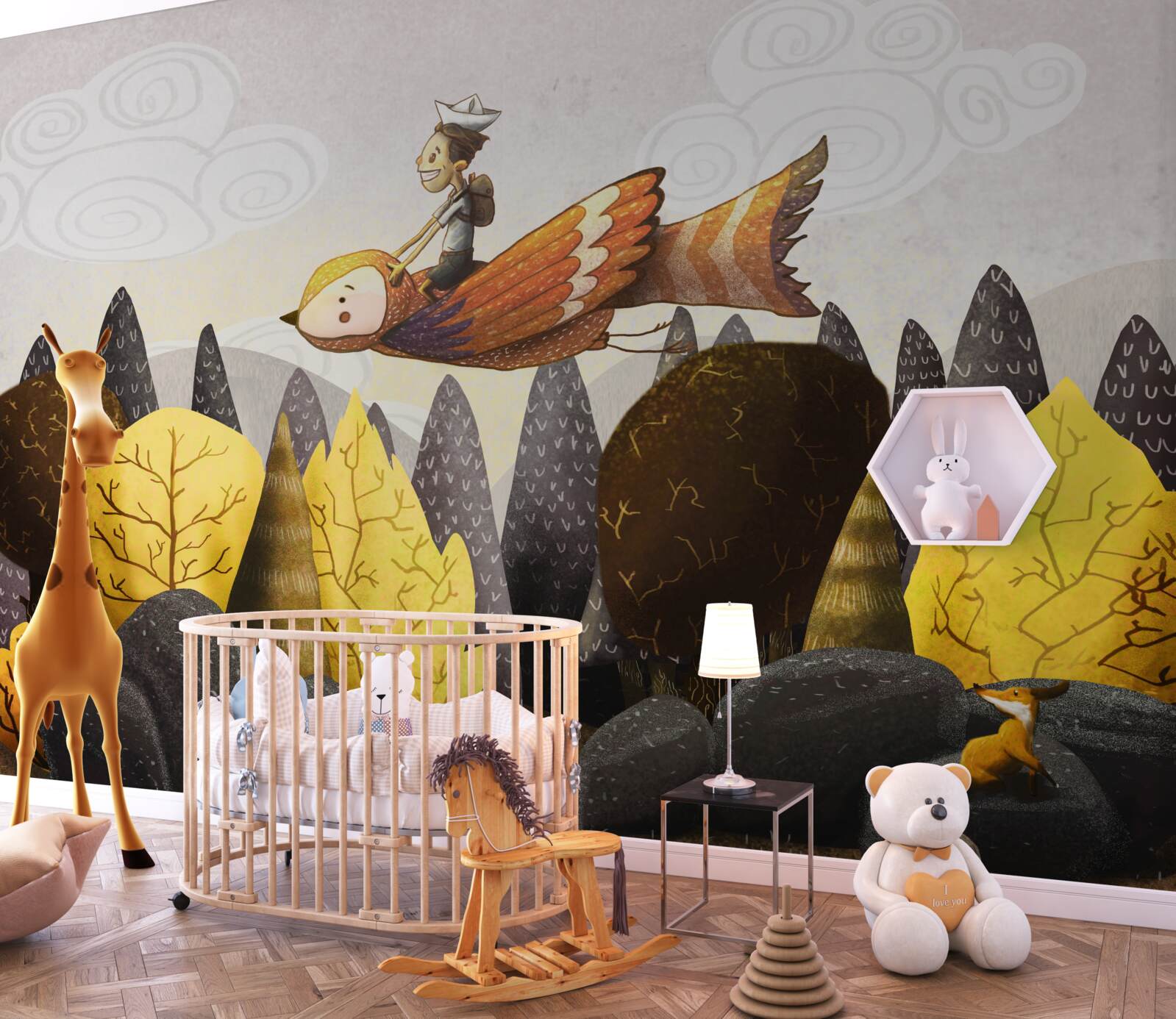 Fototapeta młody mężczyzna jedzie na ptaku