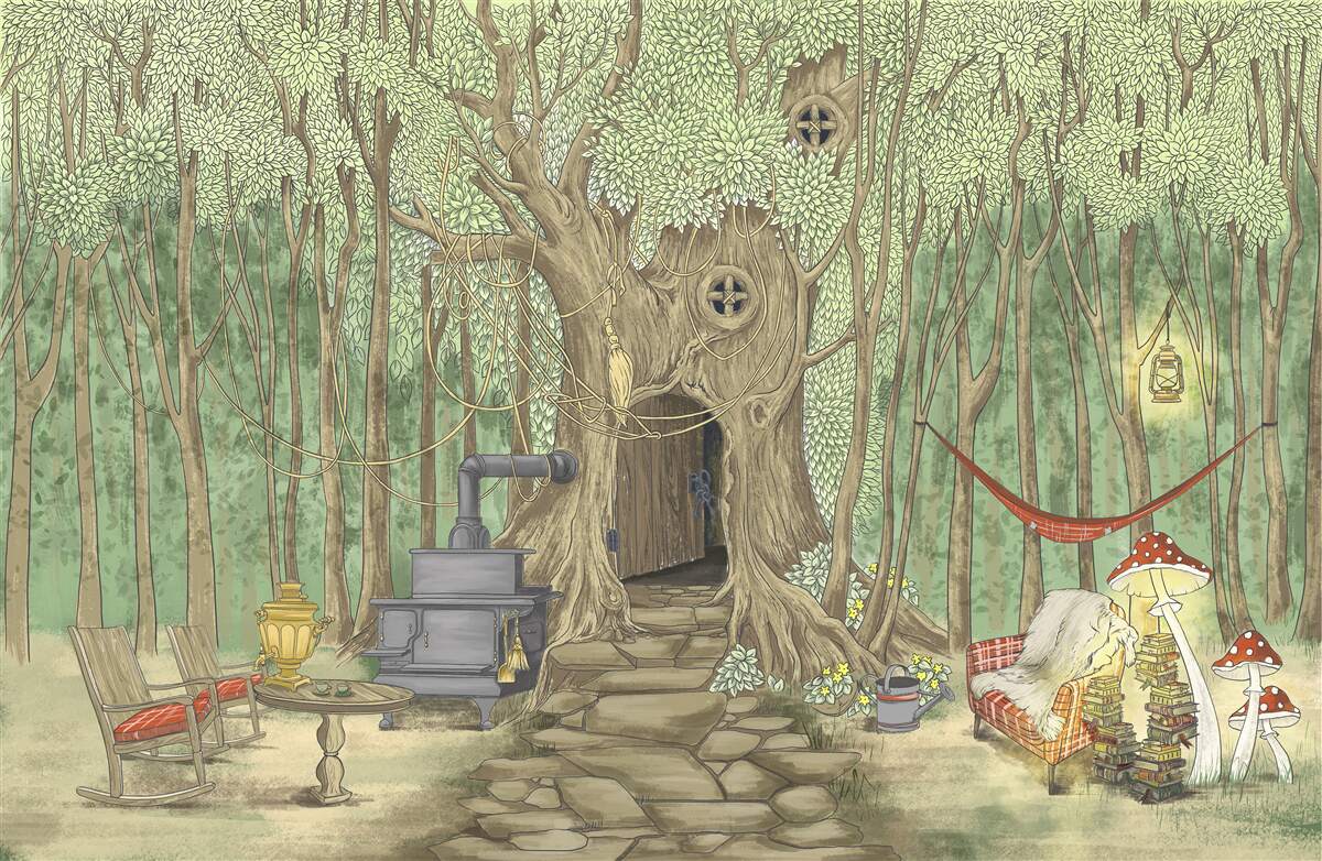 Fototapeta domowy komfort w domku na drzewie w lesie