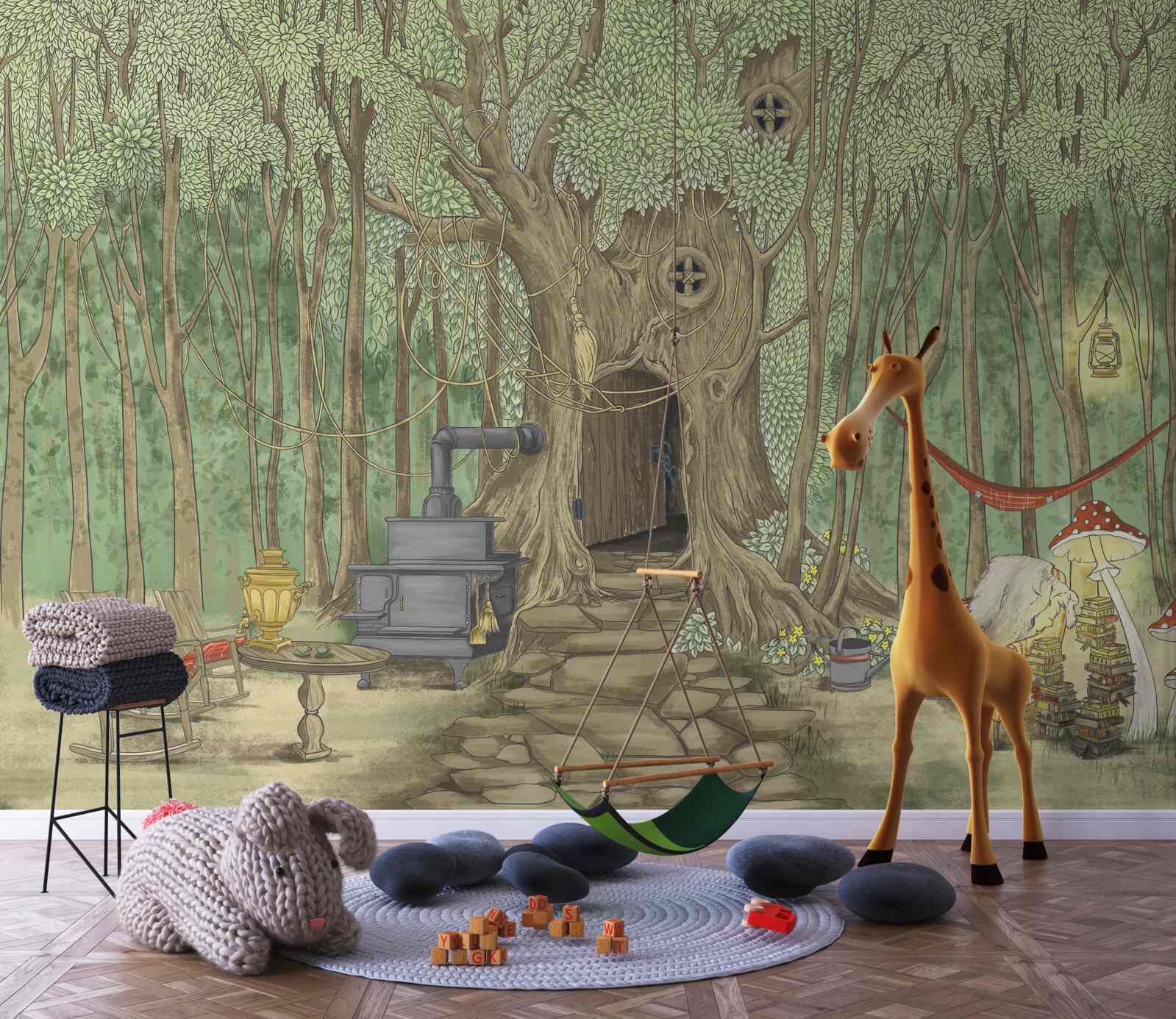 Fototapeta domowy komfort w domku na drzewie w lesie