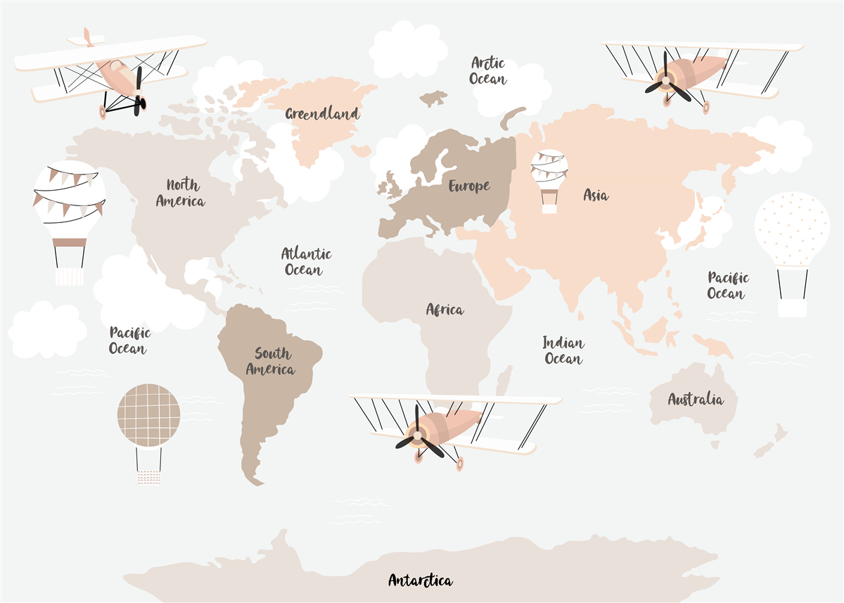 Fototapeta nazwy kontynentów na kuli ziemskiej