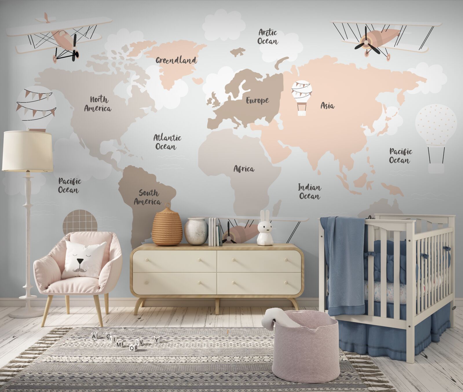 Fototapeta nazwy kontynentów na kuli ziemskiej