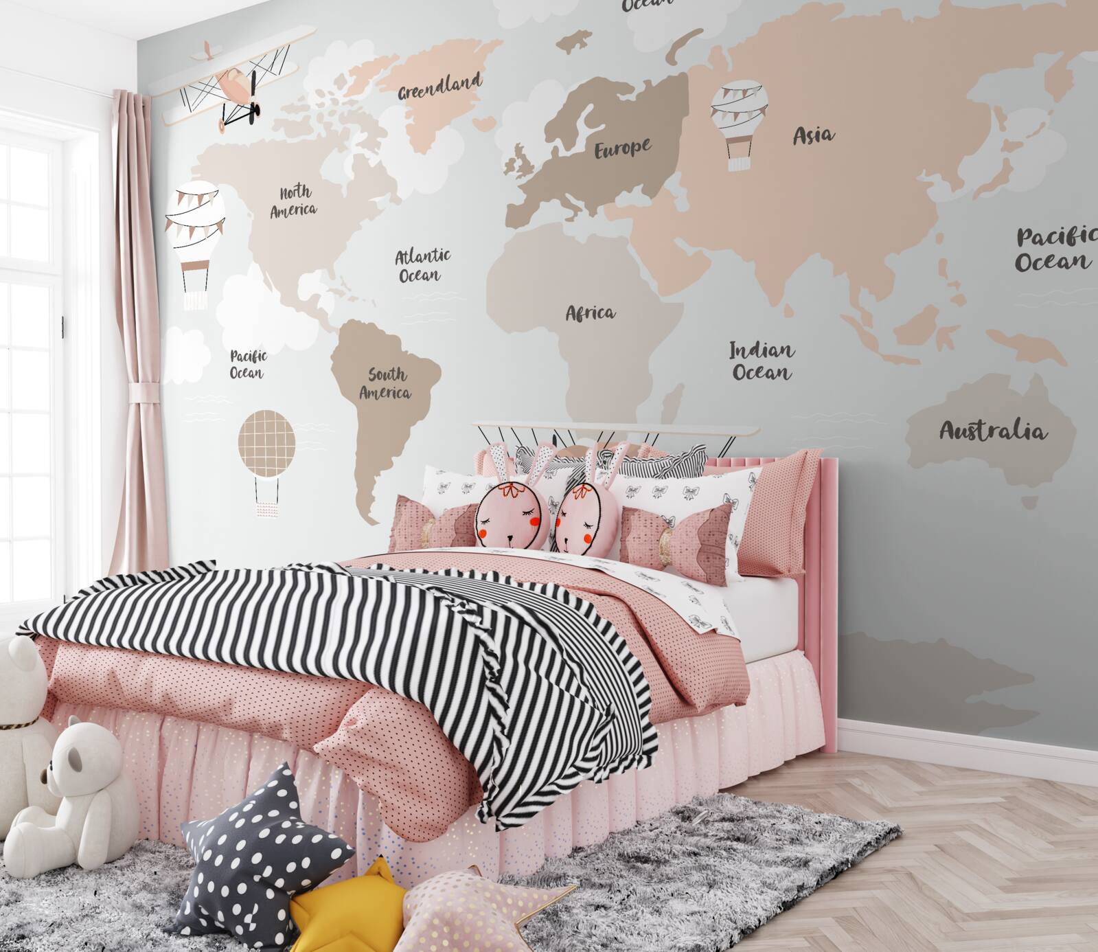 Fototapeta nazwy kontynentów na kuli ziemskiej