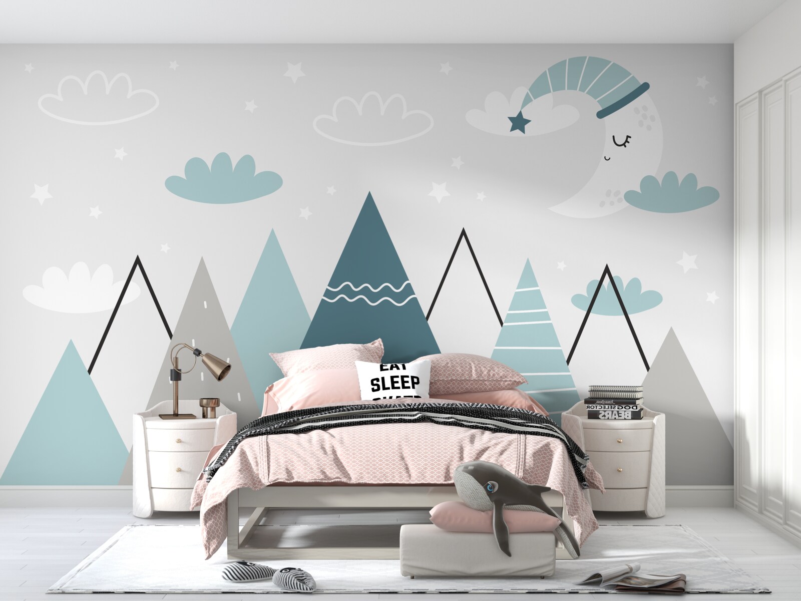 Fototapeta góry i księżyc zasypiają