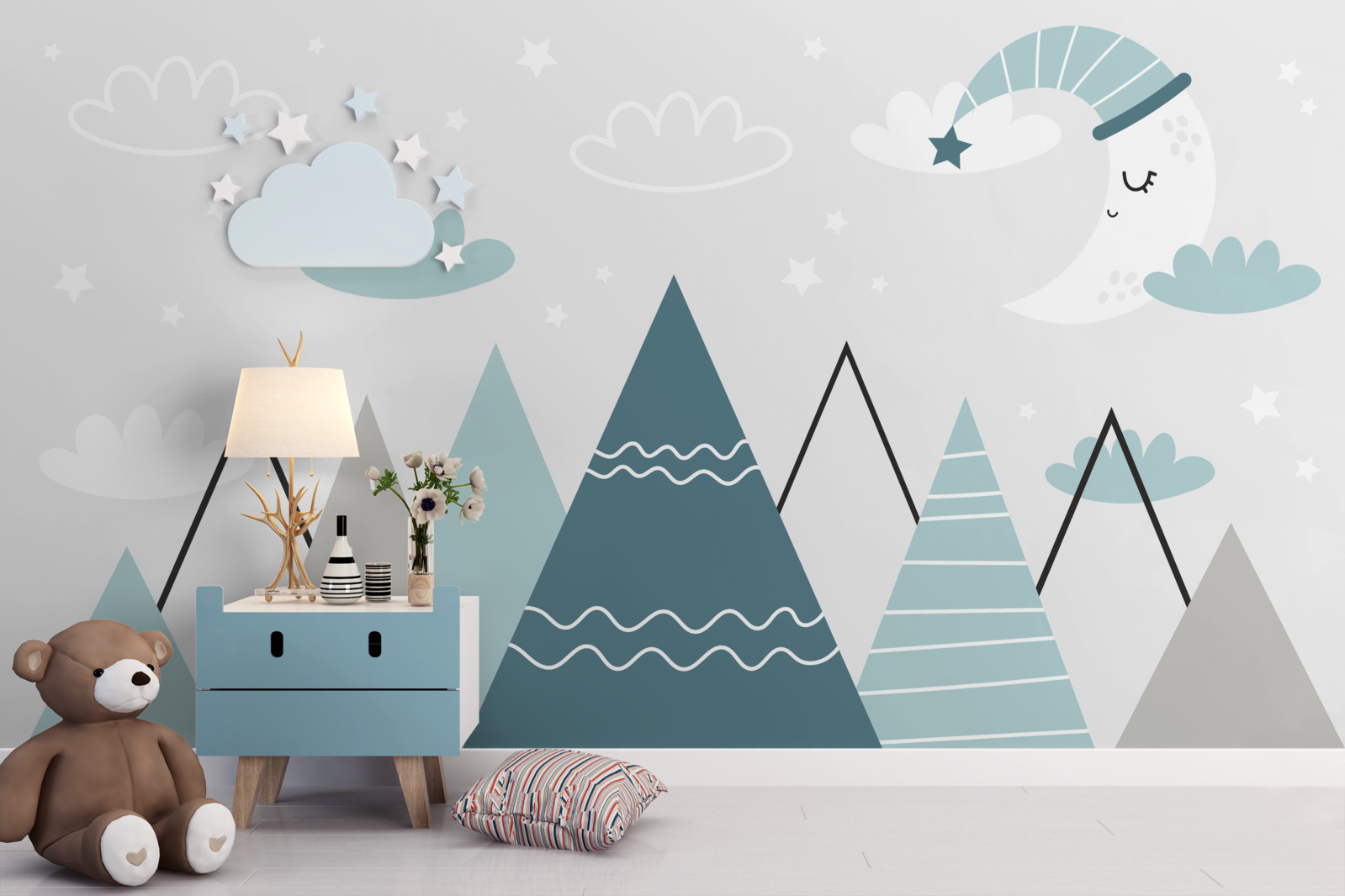 Fototapeta góry i księżyc zasypiają