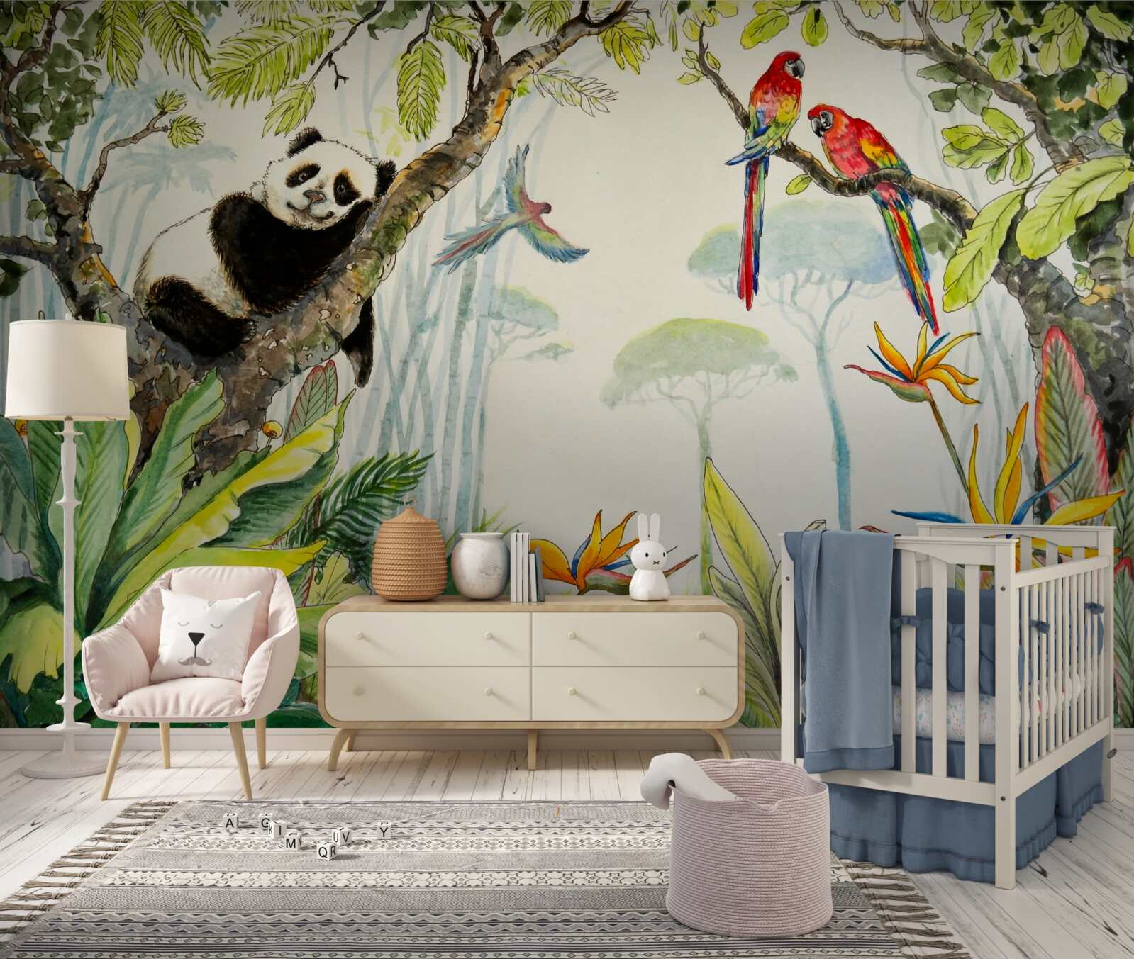 Fototapeta panda relaksuje się na gałęziach drzewa