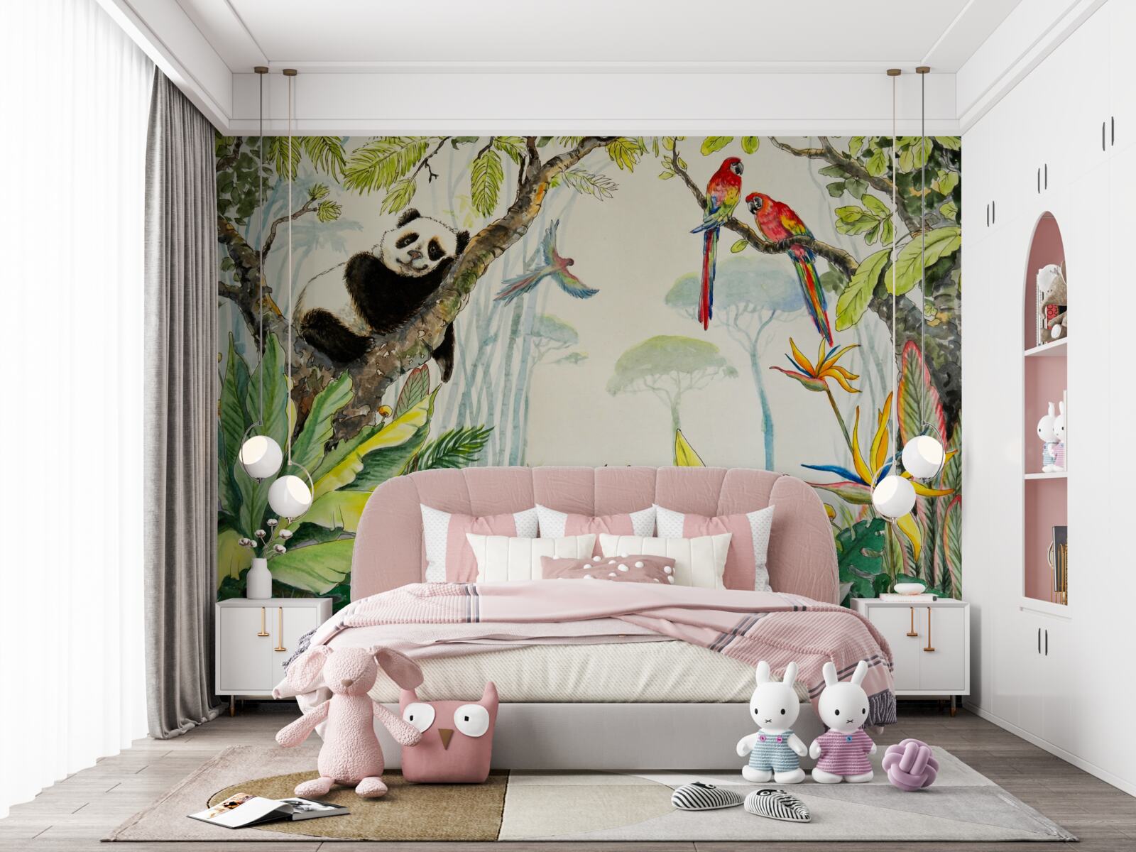 Fototapeta panda relaksuje się na gałęziach drzewa