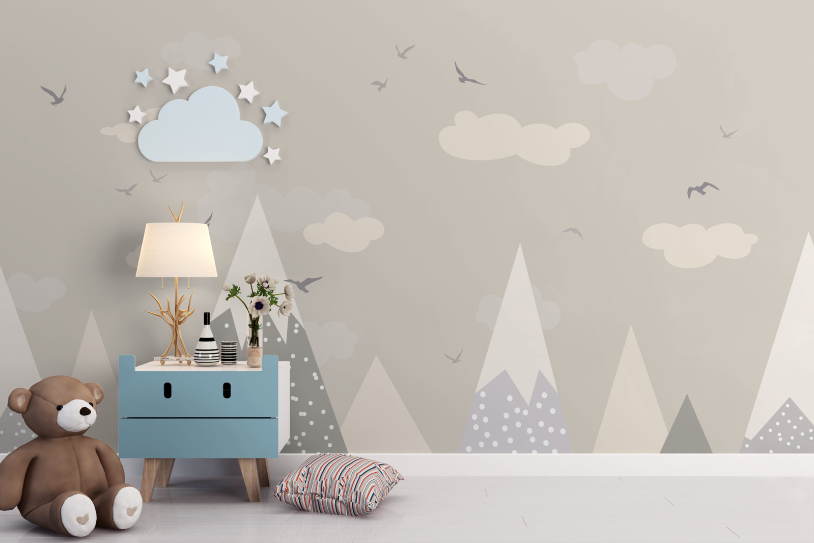 Fototapeta ośnieżone szczyty górskie i ptaki