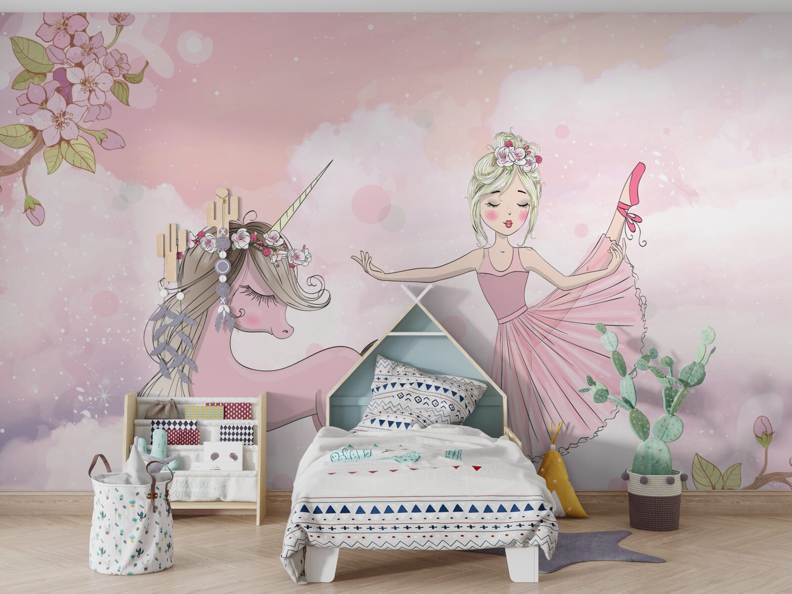 Fototapeta jednorożec tańczy z wróżką