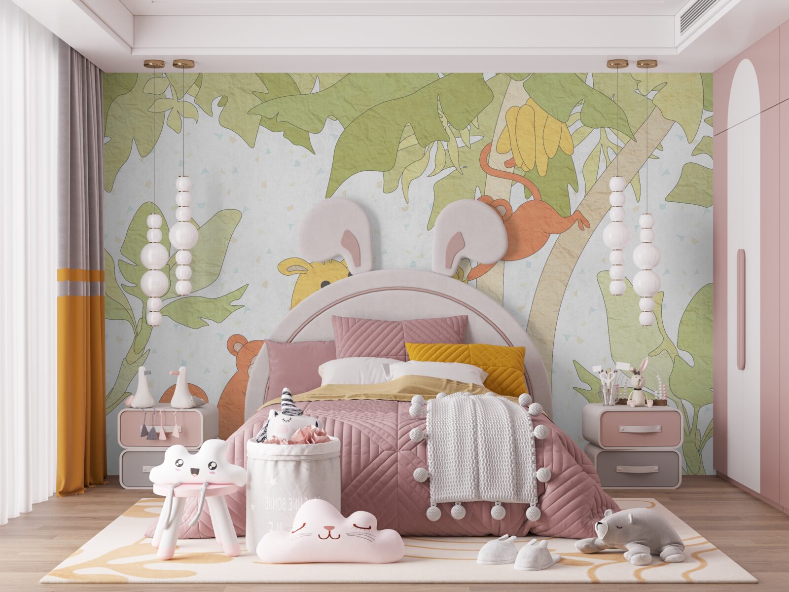 Fototapeta Żyrafa jest karmiona przez małpy