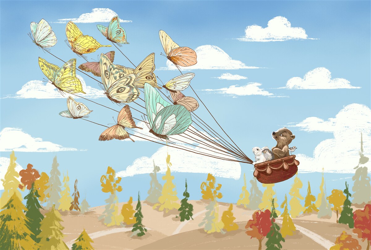 Fototapeta mieszkańcy lasów przenoszeni są przez motyle