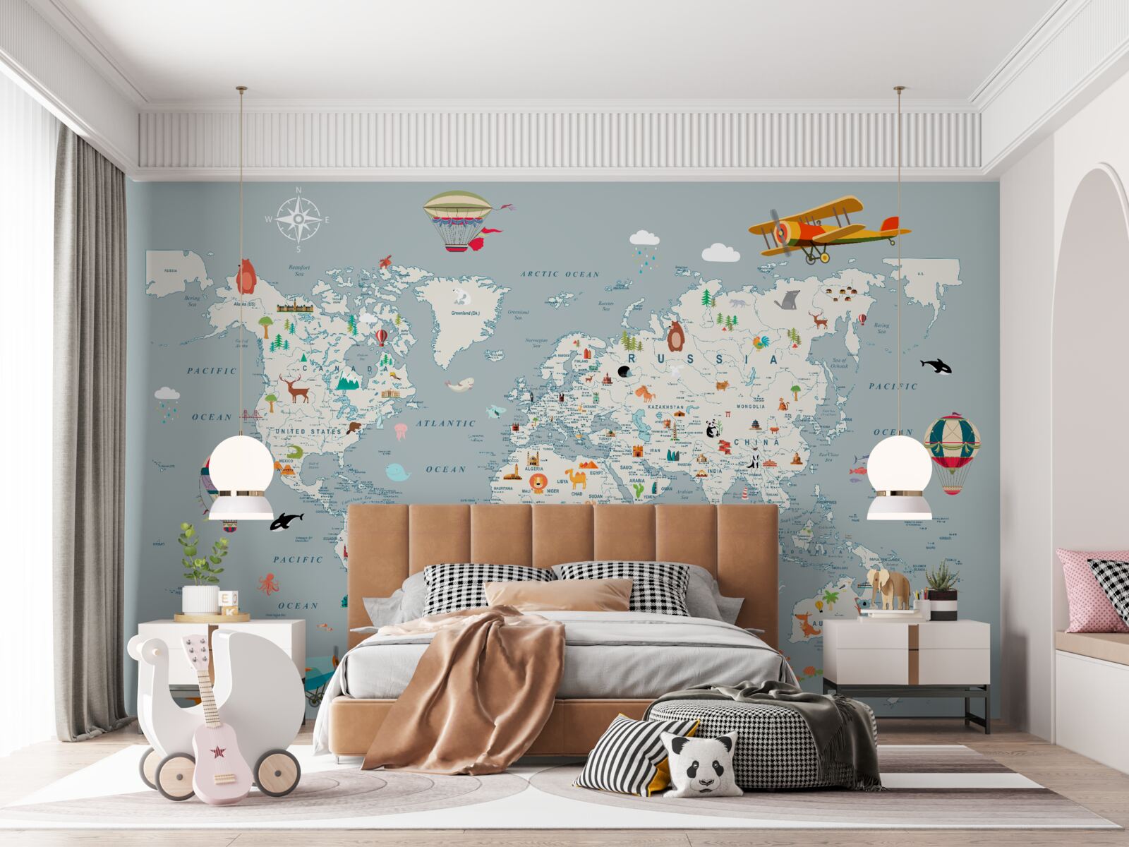 Fototapeta mapa świata i podróże lotnicze