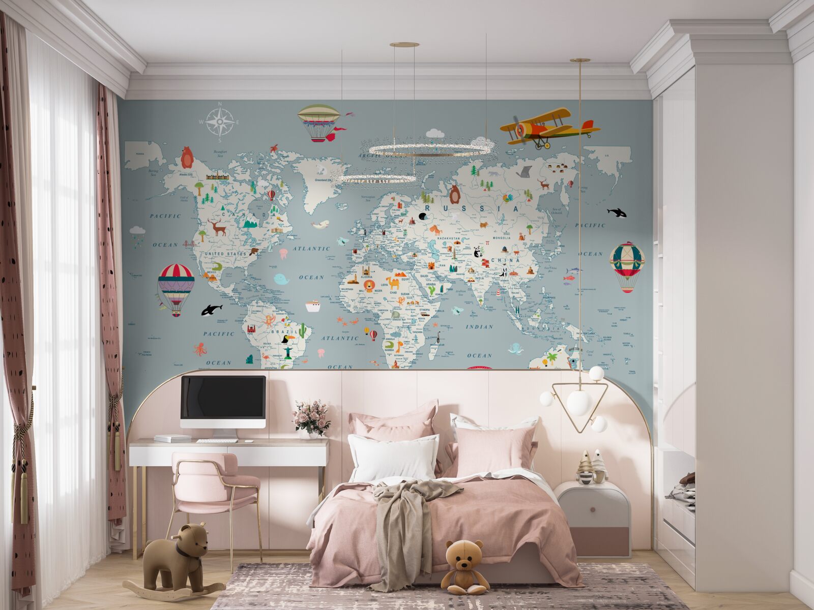 Fototapeta mapa świata i podróże lotnicze