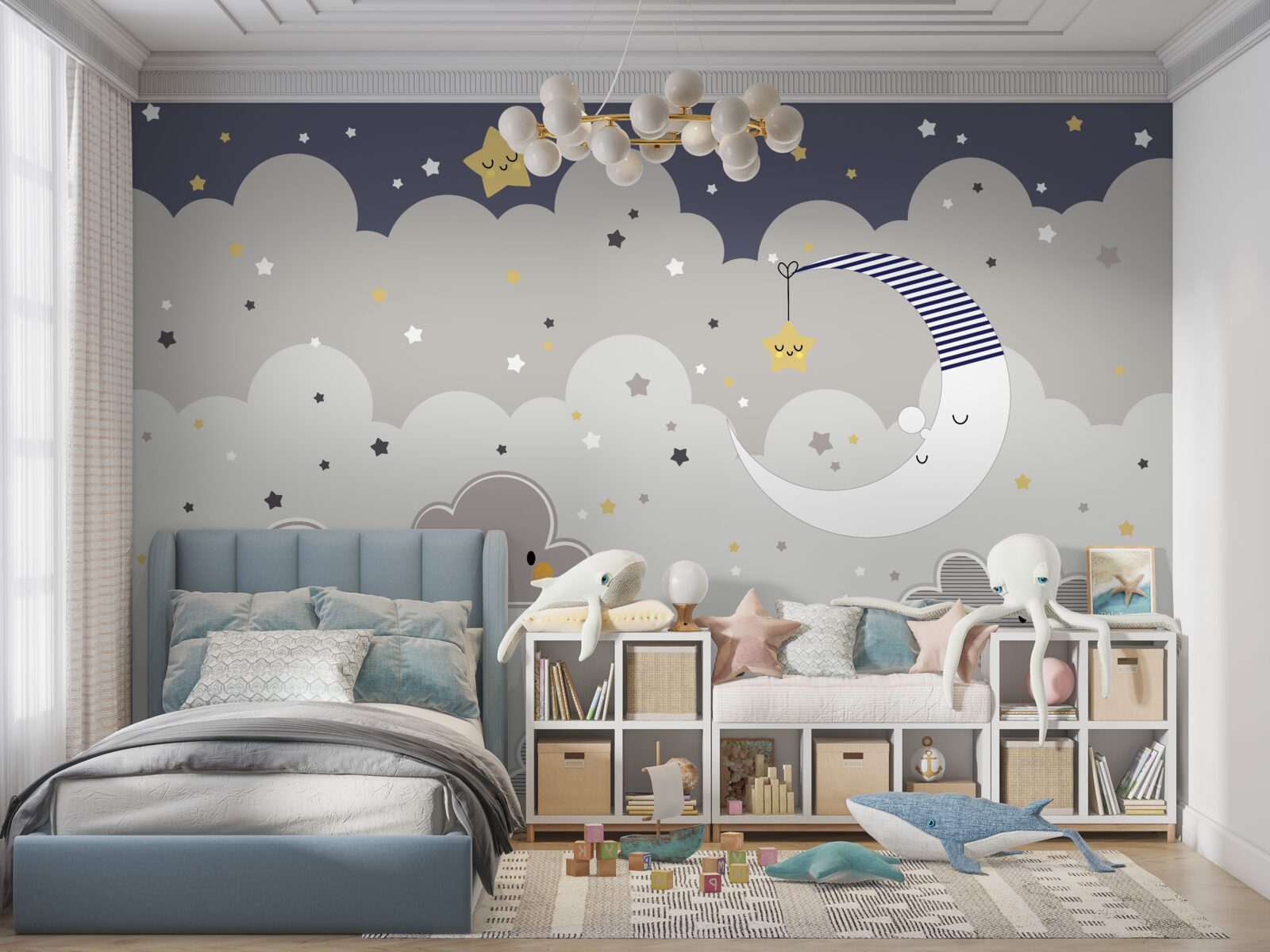 Fototapeta chmury i księżyc również zasypiają