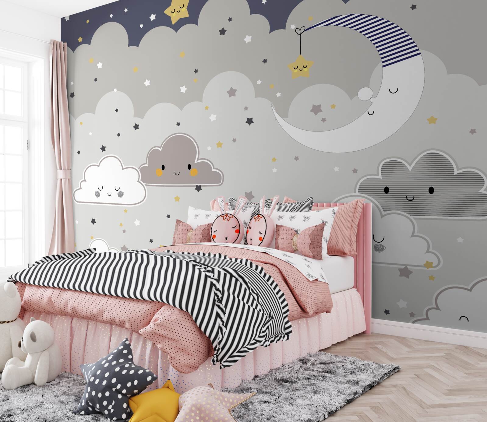 Fototapeta chmury i księżyc również zasypiają