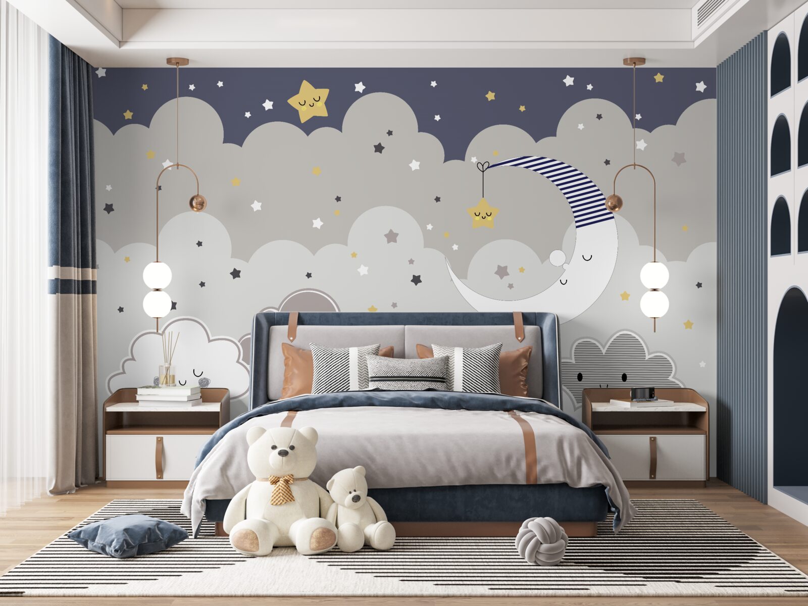 Fototapeta chmury i księżyc również zasypiają