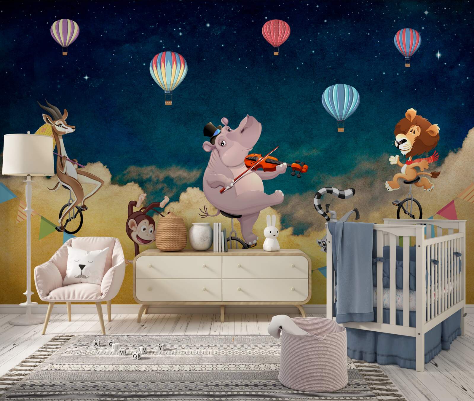 Fototapeta akrobaci na linie przy akompaniamencie muzyki