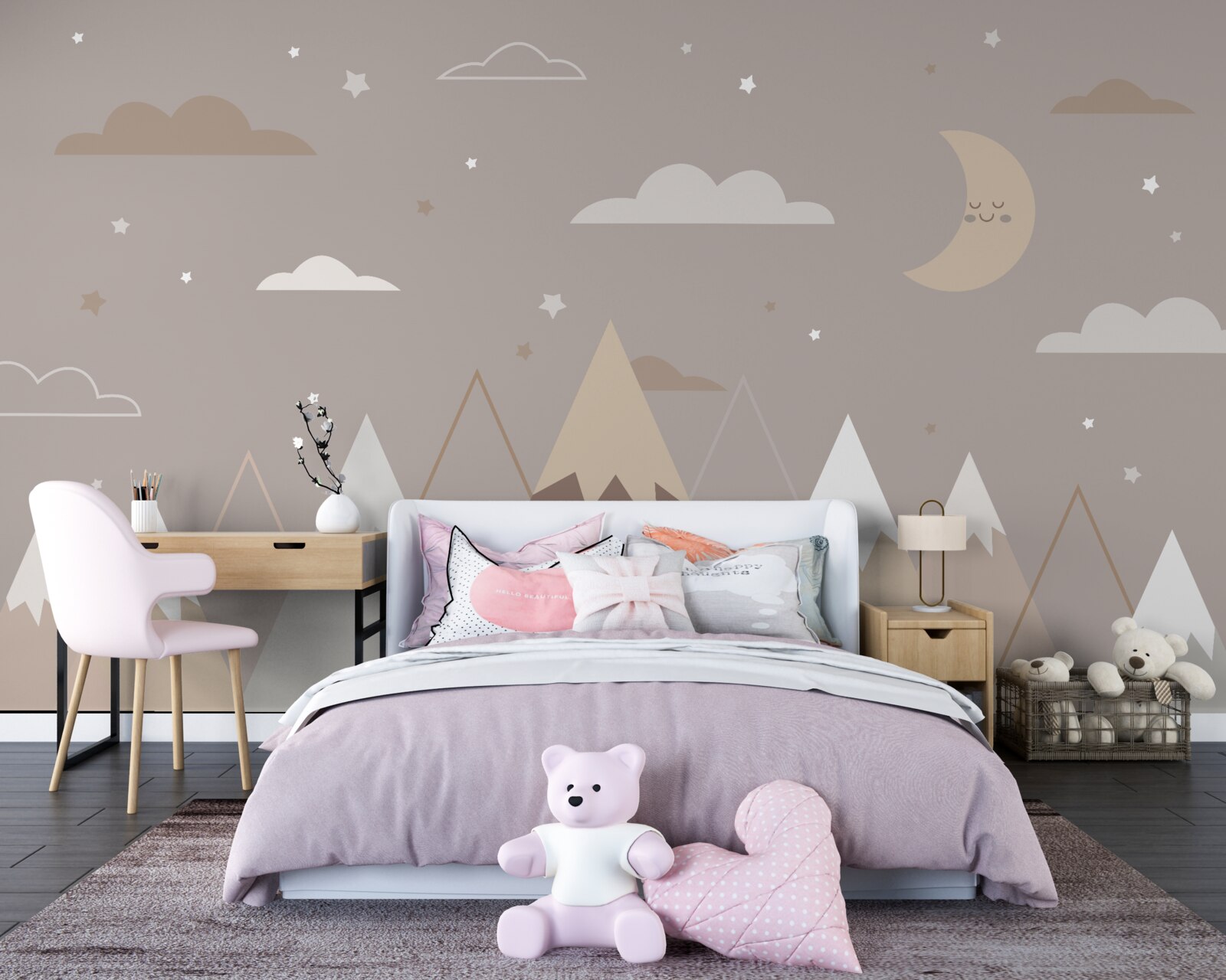 Fototapeta noc rozciągnęła się nad ośnieżonymi szczytami