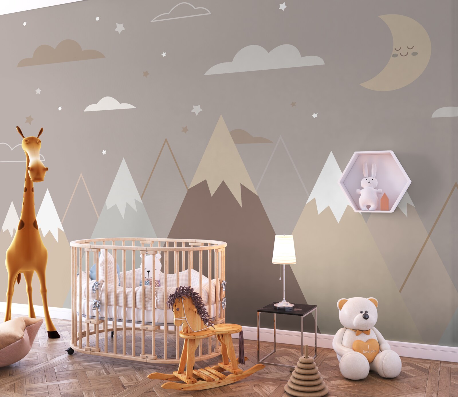 Fototapeta noc rozciągnęła się nad ośnieżonymi szczytami