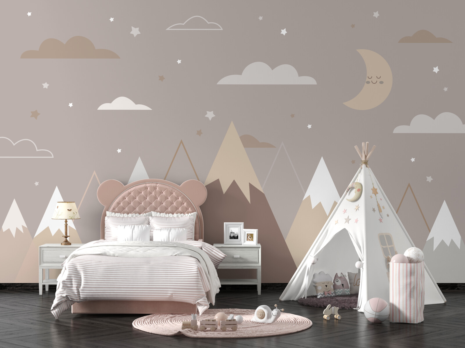 Fototapeta noc rozciągnęła się nad ośnieżonymi szczytami