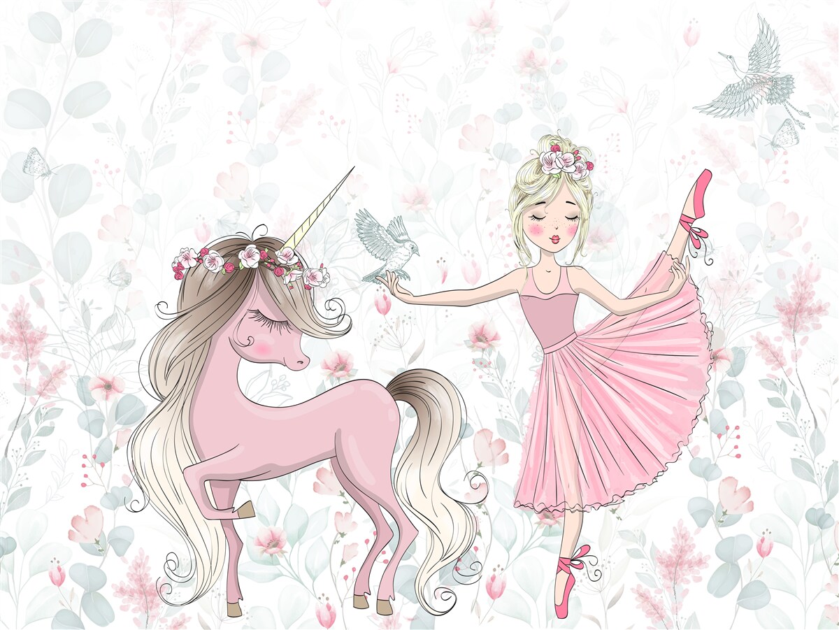 Fototapeta czarodziejka i jej oddany jednorożec