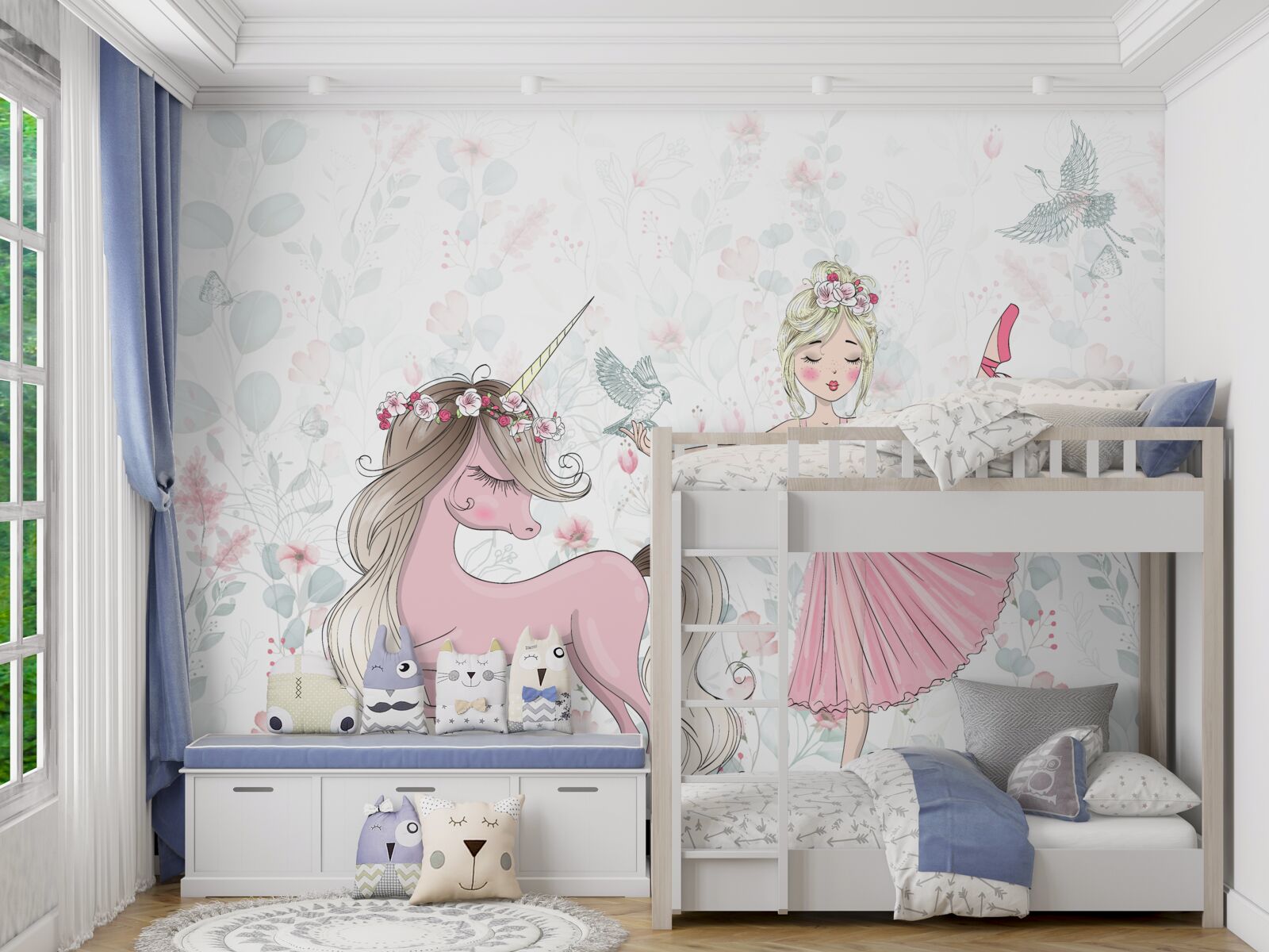 Fototapeta czarodziejka i jej oddany jednorożec