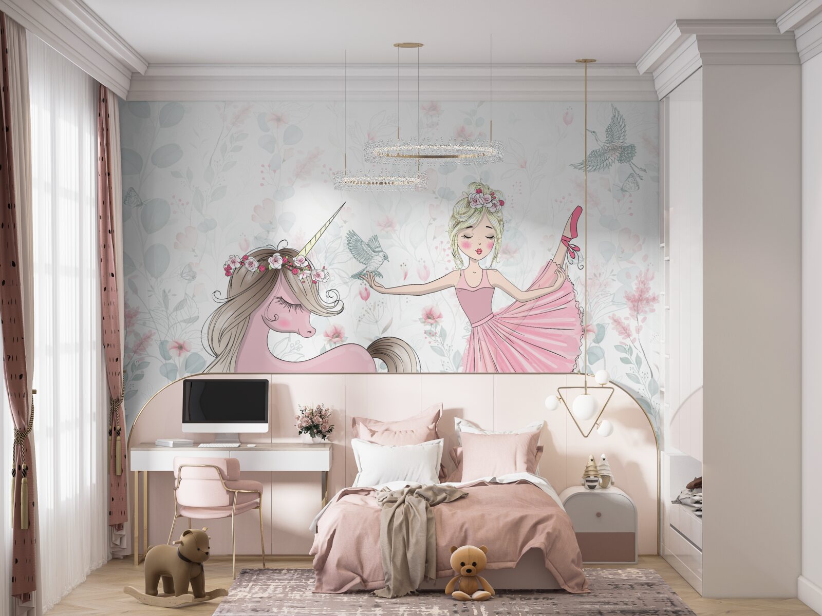 Fototapeta czarodziejka i jej oddany jednorożec