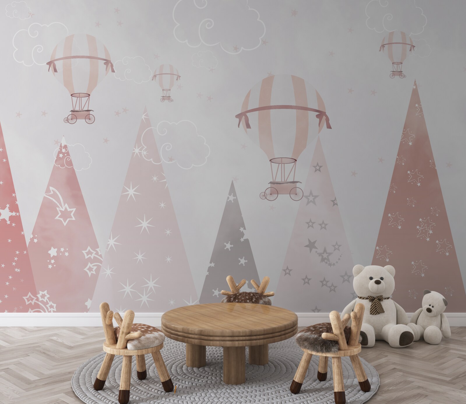 Fototapeta kule na niebie obsypują las świecącymi gwiazdami