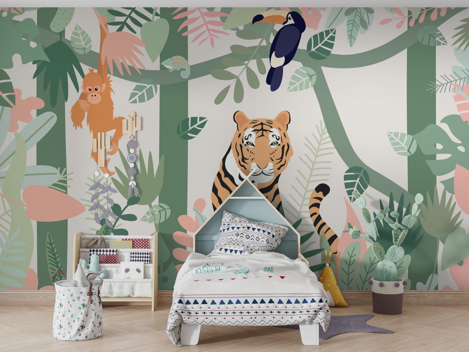 Fototapeta tygrys i jego przyjaciele w lesie