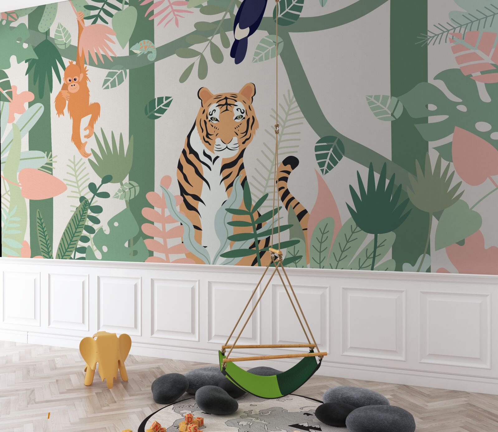 Fototapeta tygrys i jego przyjaciele w lesie