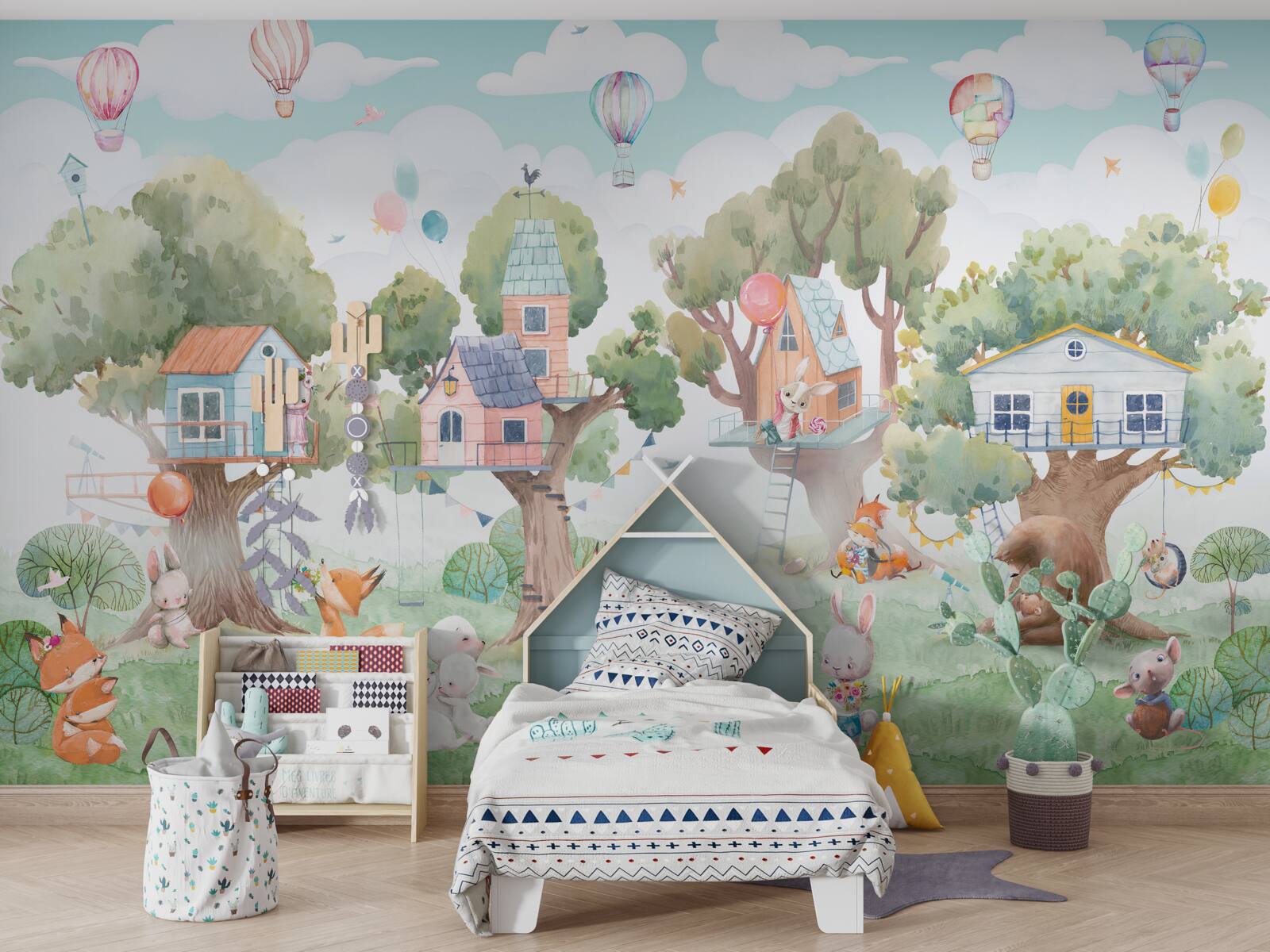 Fototapeta drewniane domy budowane przez dzieci