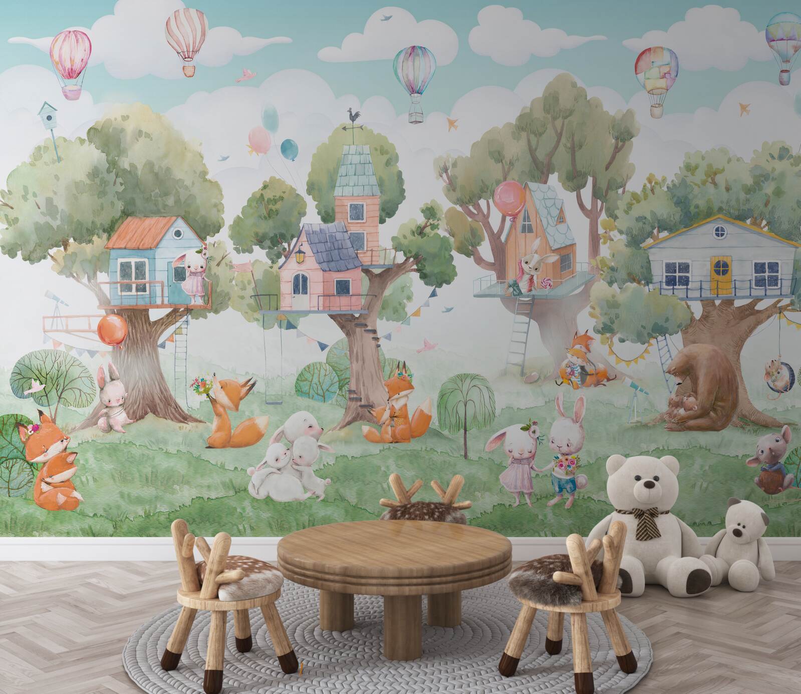 Fototapeta drewniane domy budowane przez dzieci