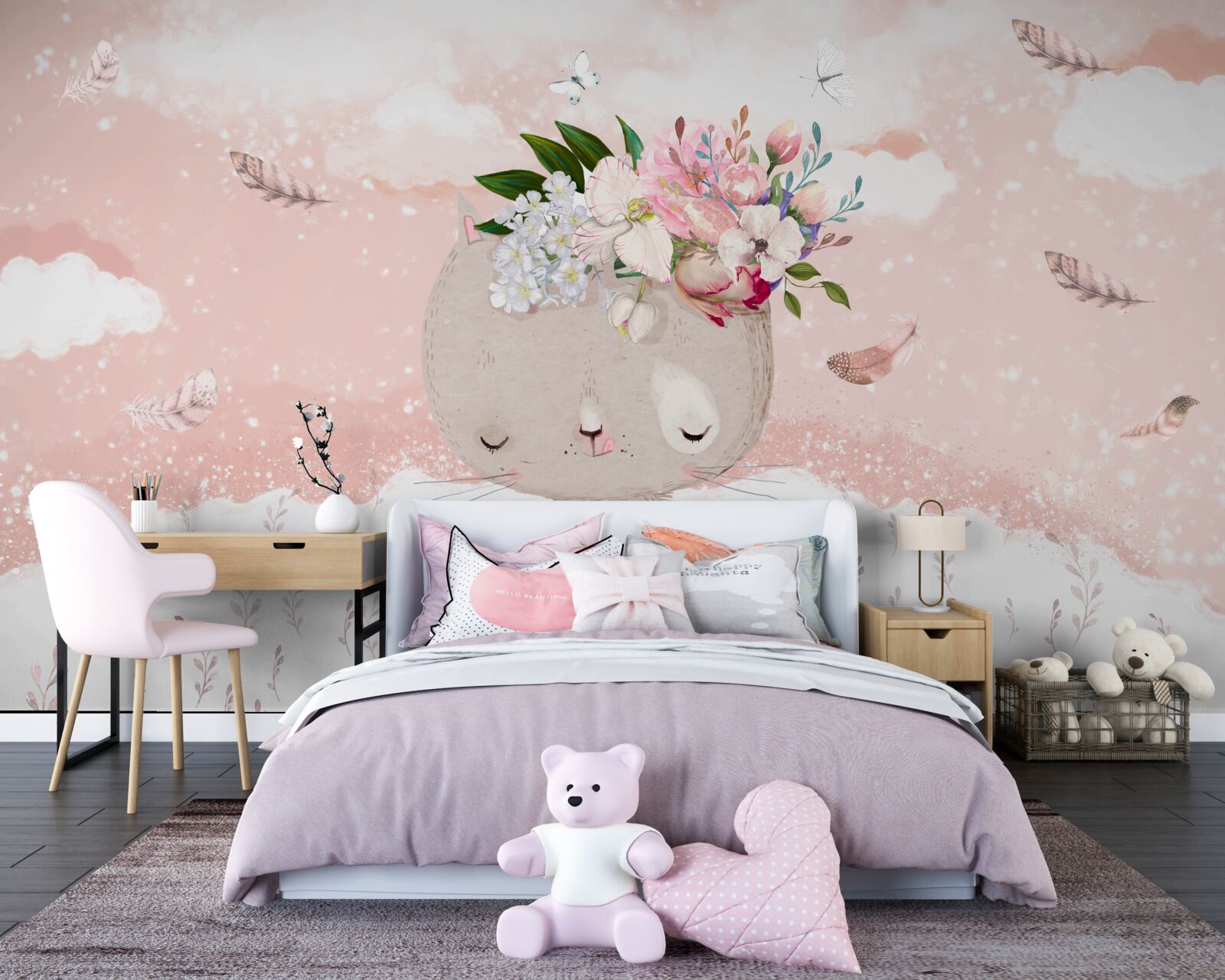 Fototapeta uroczy kot wśród kwiatów