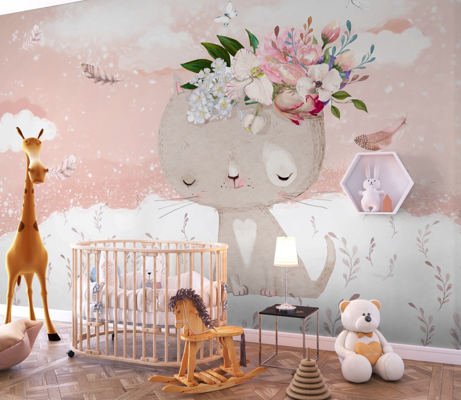 Fototapeta uroczy kot wśród kwiatów