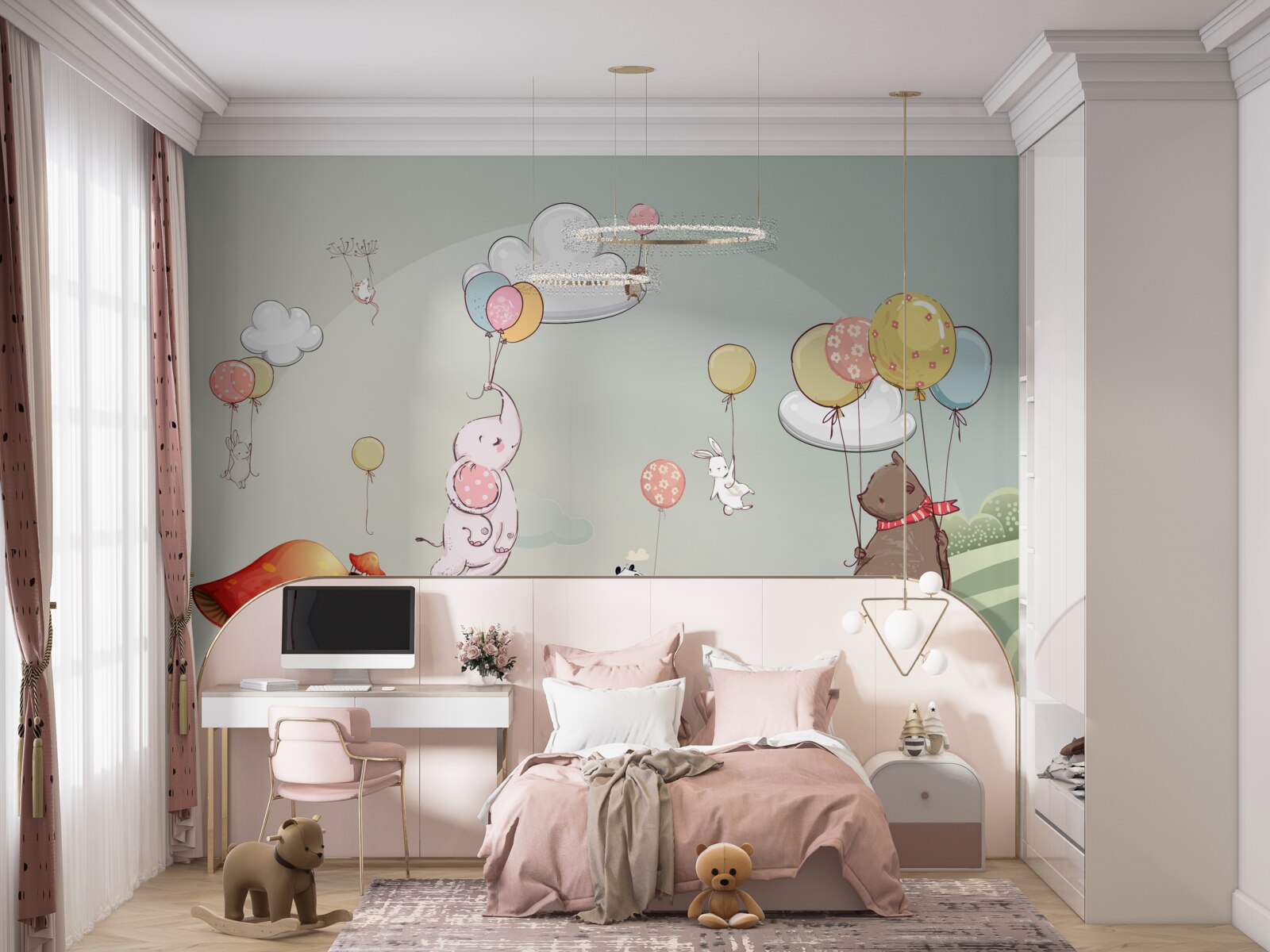 Fototapeta zwierzęta latają na balonach