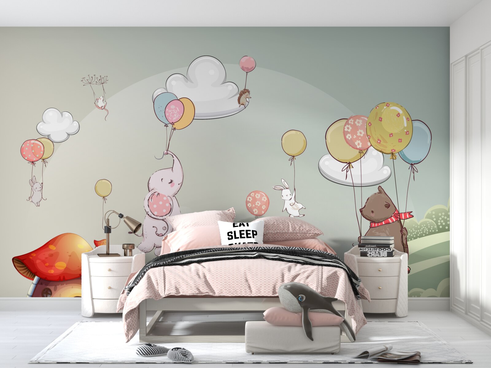 Fototapeta zwierzęta latają na balonach