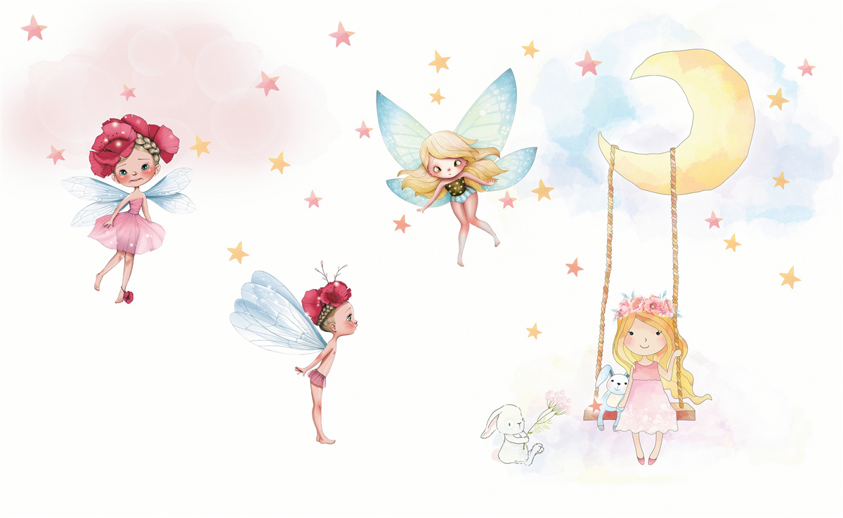 Fototapeta małe wróżki z wdzięcznymi skrzydłami