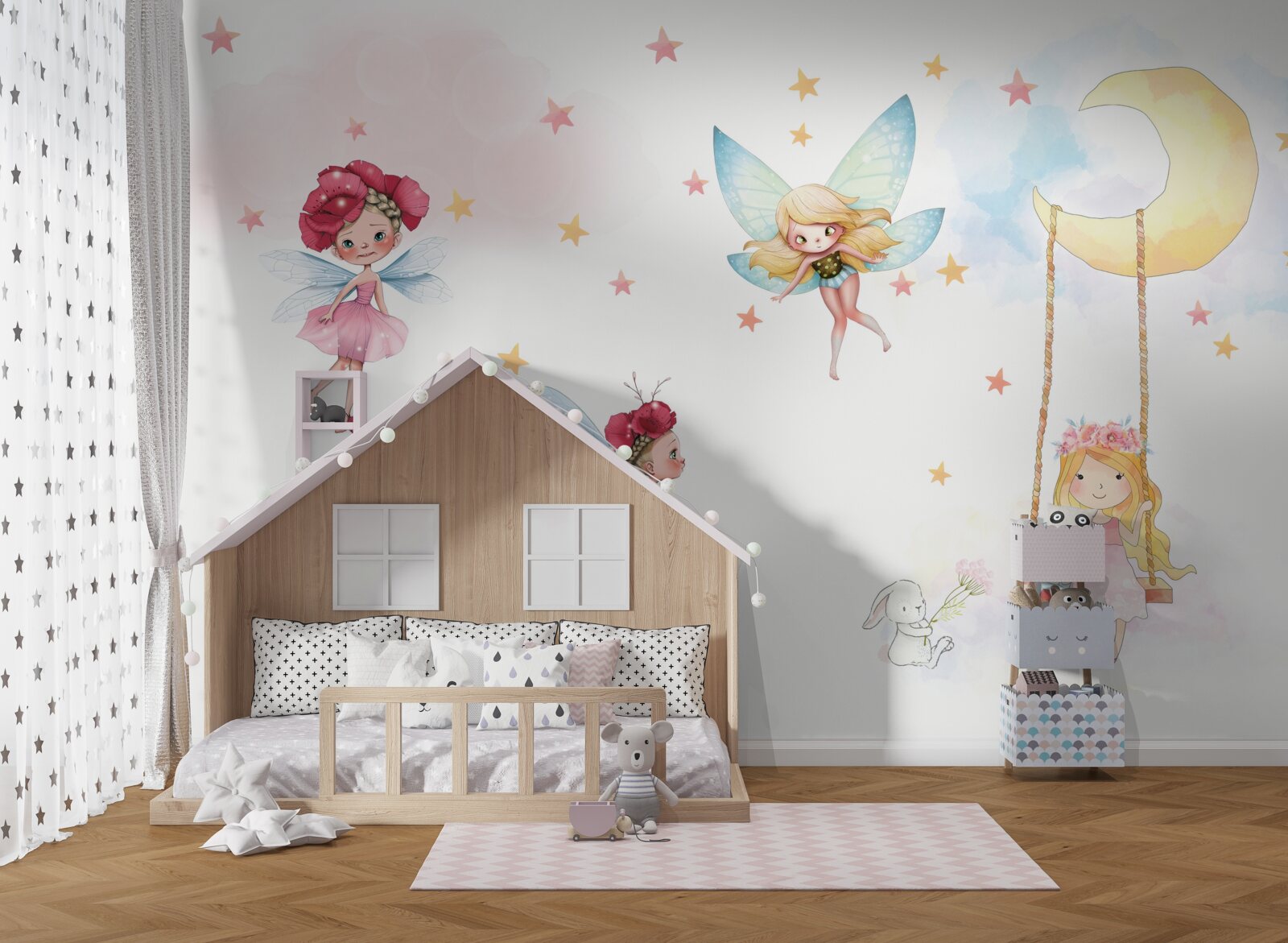 Fototapeta małe wróżki z wdzięcznymi skrzydłami