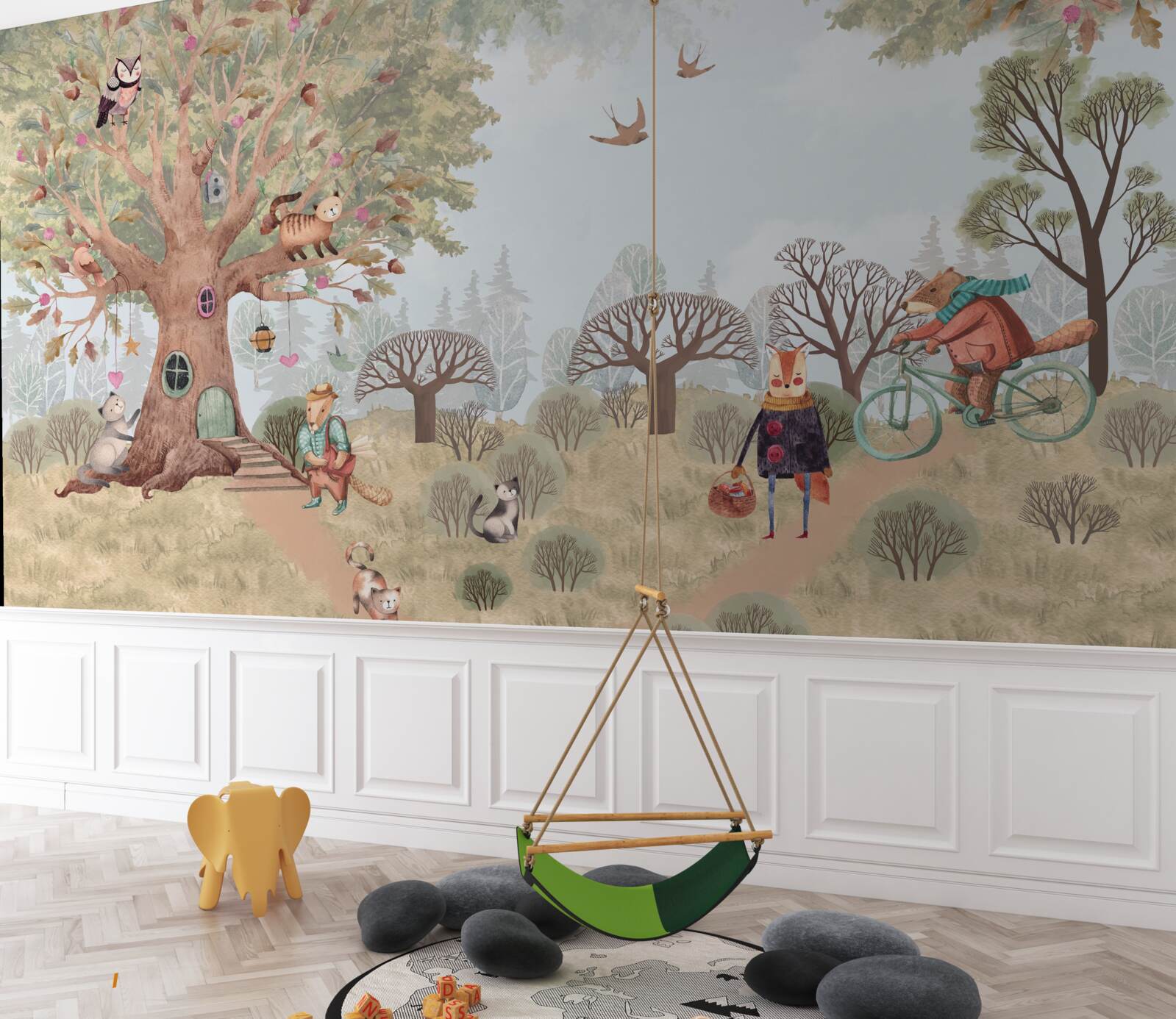 Fototapeta dom dla zwierząt w magicznym drzewie