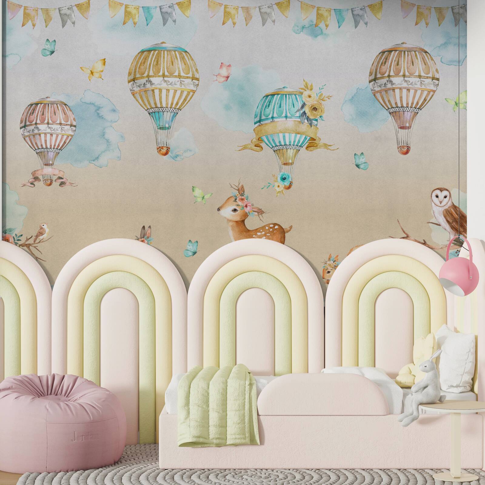 Fototapeta zwierzęta triumfują, a w powietrzu unoszą się balony