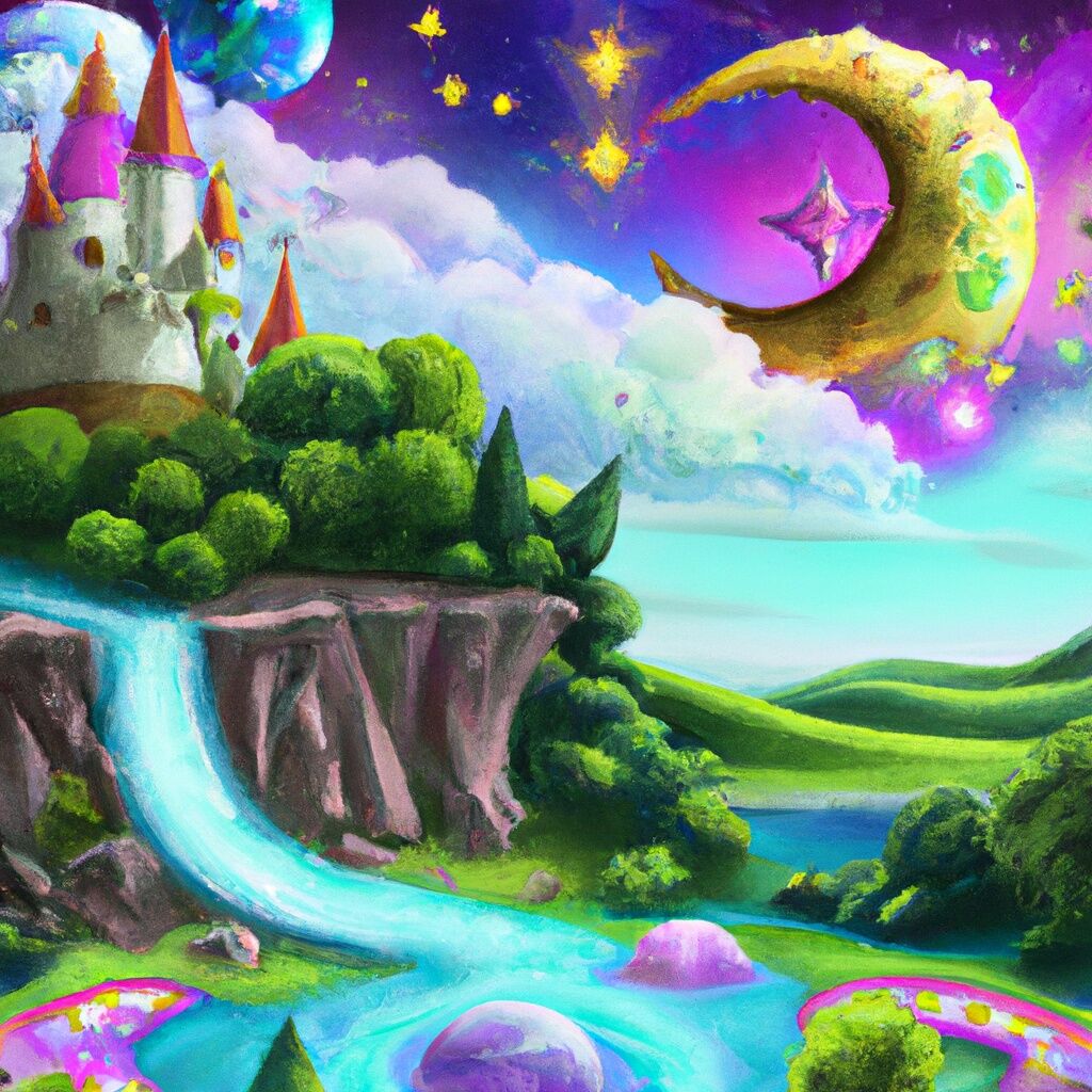 Fototapeta bajeczny wodospad w pobliżu twierdzy nie do zdobycia