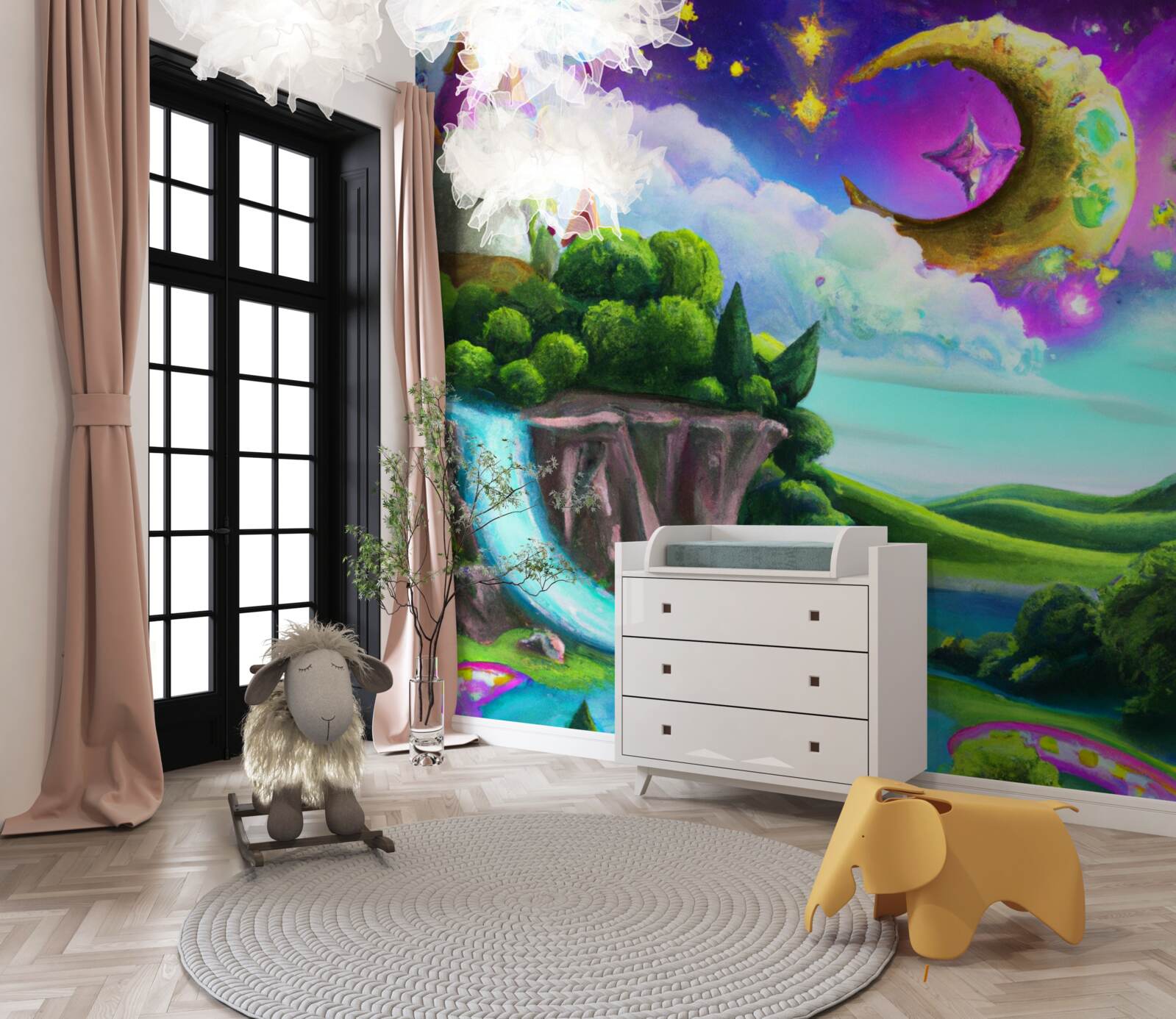 Fototapeta bajeczny wodospad w pobliżu twierdzy nie do zdobycia