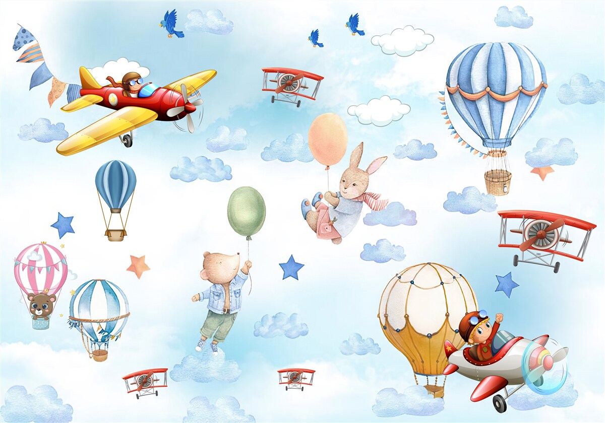 Fototapeta postacie z bajek szybują po niebie